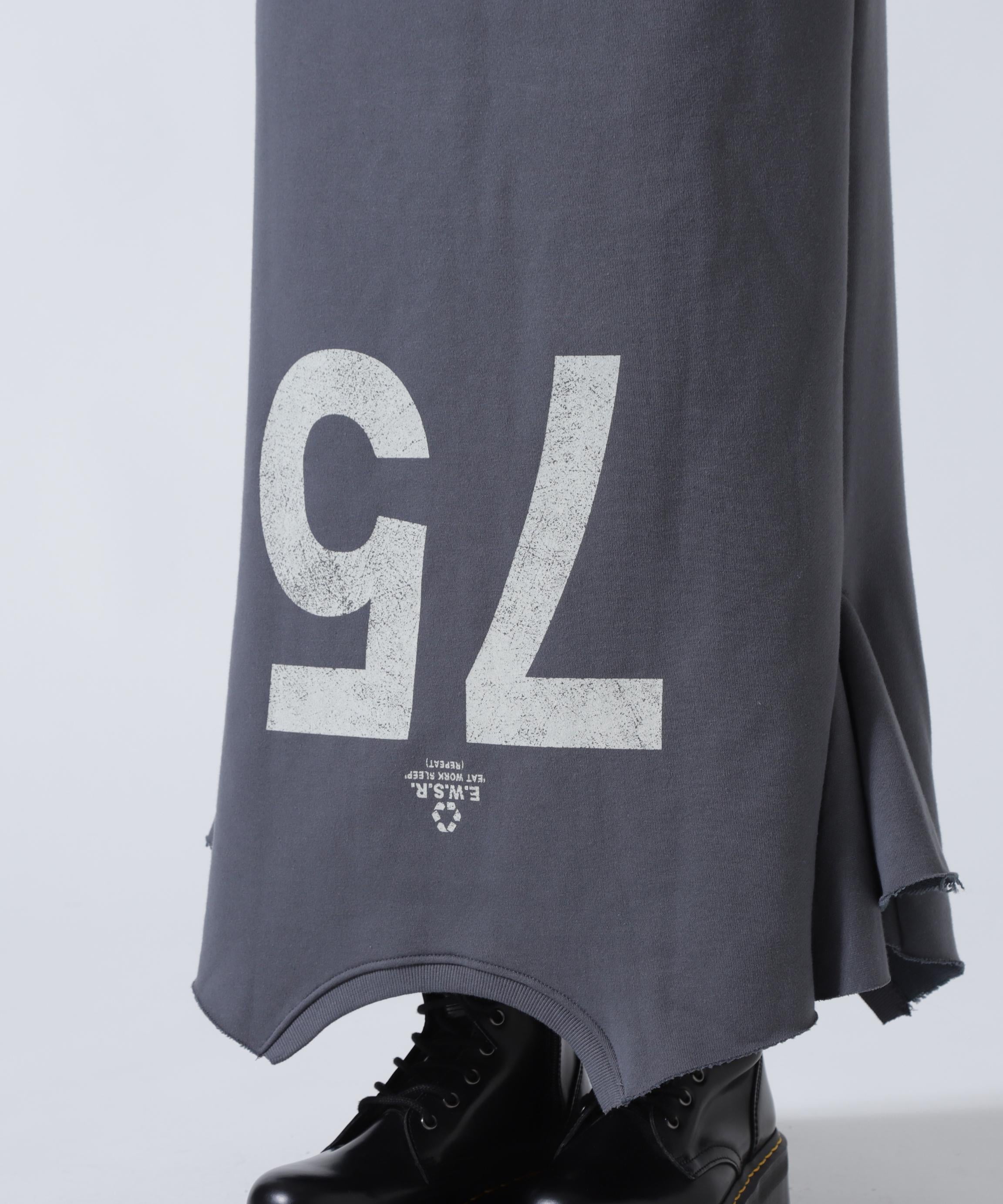 MITSUKI/ミツキ/ロゴ入りリメイク風スカート グレー