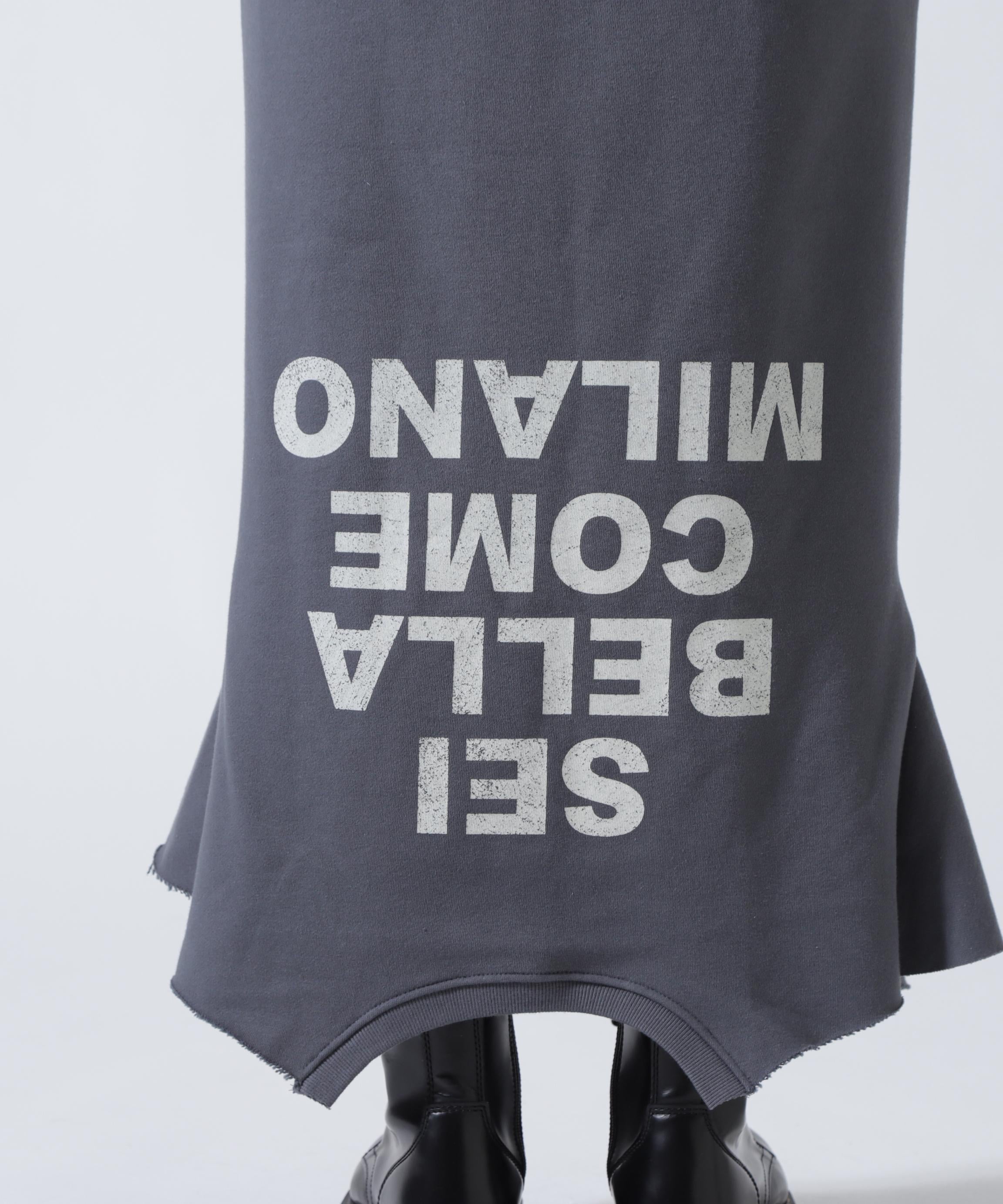 MITSUKI/ミツキ/ロゴ入りリメイク風スカート グレー