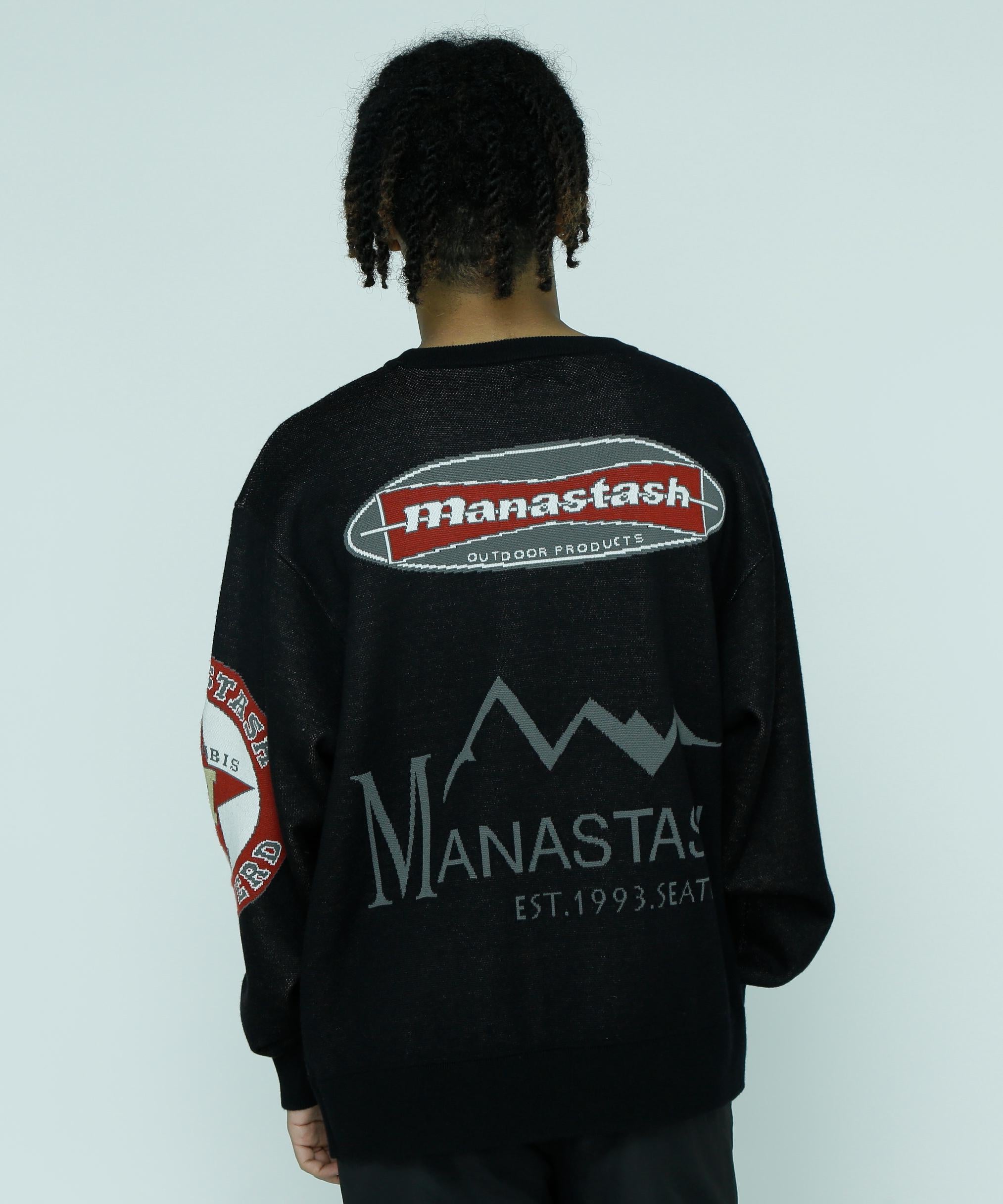 MANASTASH/MULTI CLASSIC LOGO CREWNECK KNIT ブラック