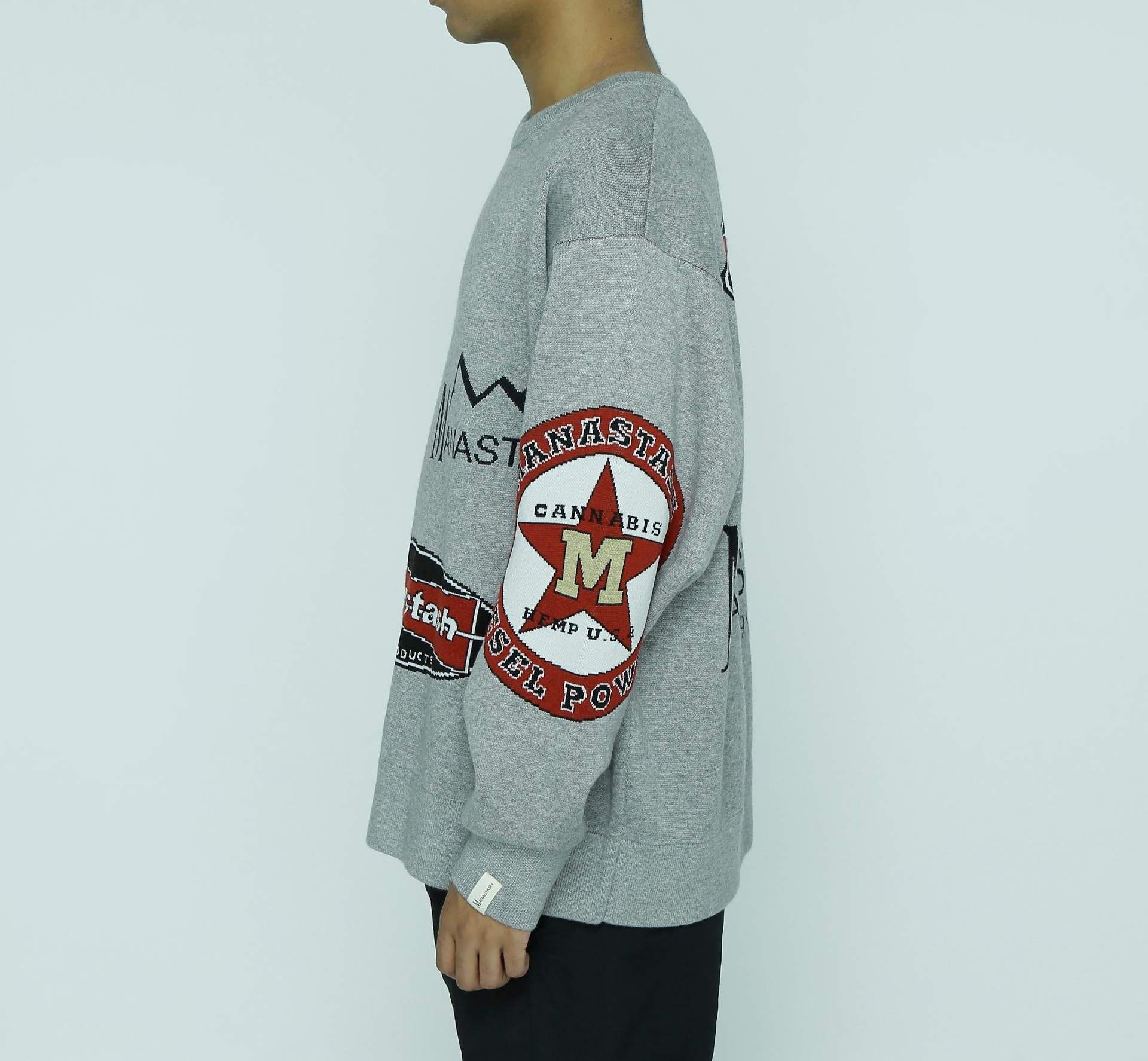 MANASTASH/MULTI CLASSIC LOGO CREWNECK KNIT グレー