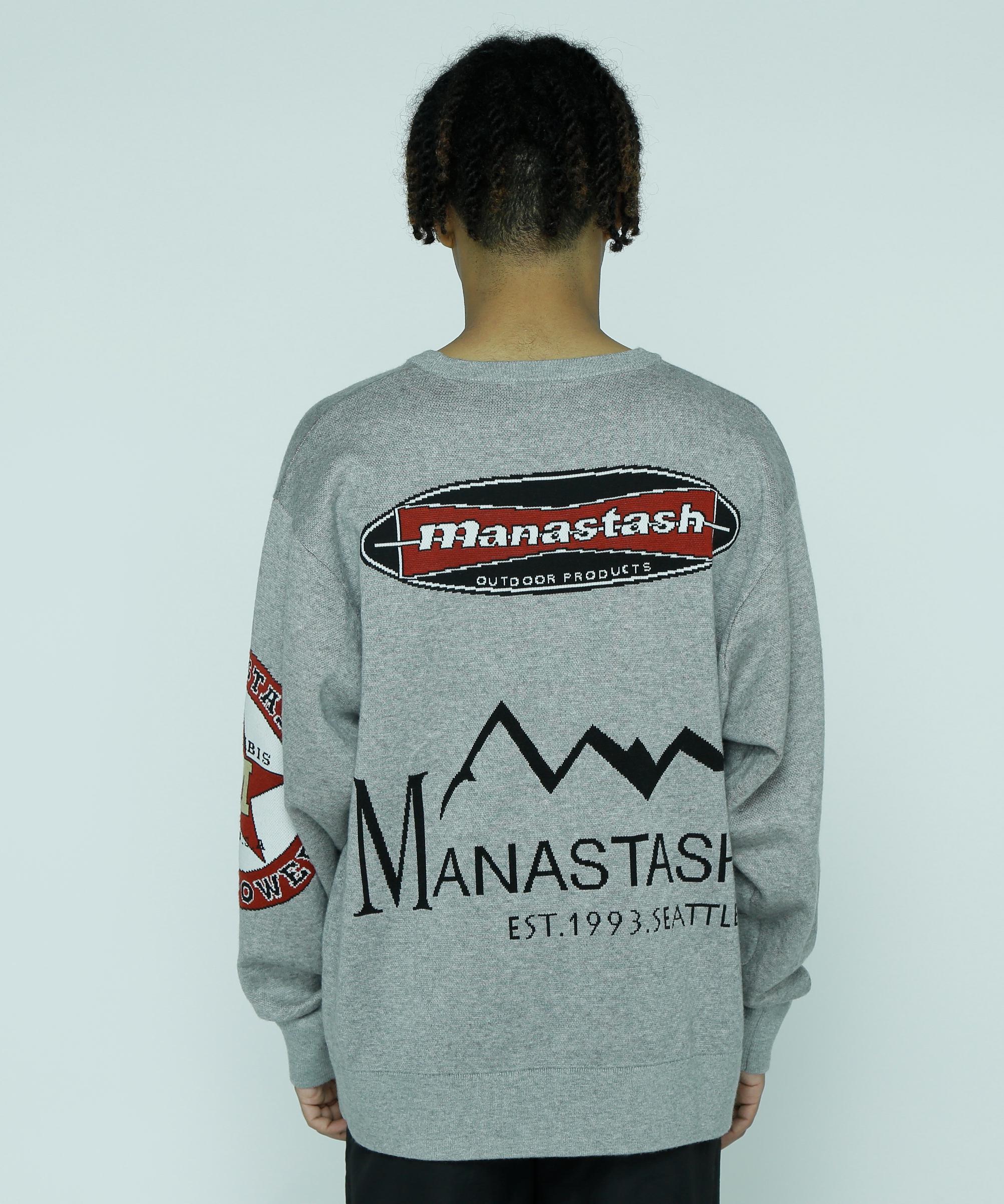 MANASTASH/MULTI CLASSIC LOGO CREWNECK KNIT グレー