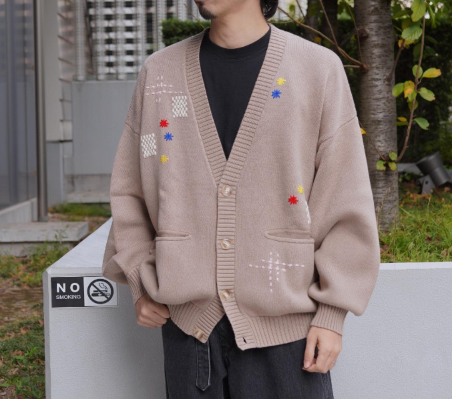 B omnivore/ビーオムニボー HAND STITCH CARDIGAN ハンドステッチカーディガン ベージュ