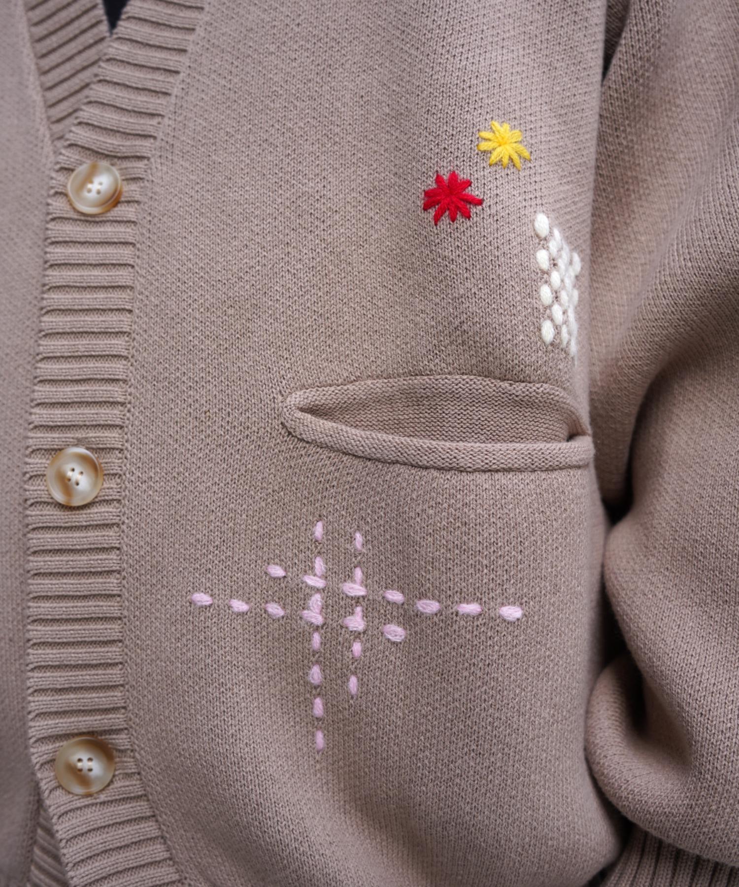 B omnivore/ビーオムニボー HAND STITCH CARDIGAN ハンドステッチカーディガン ベージュ