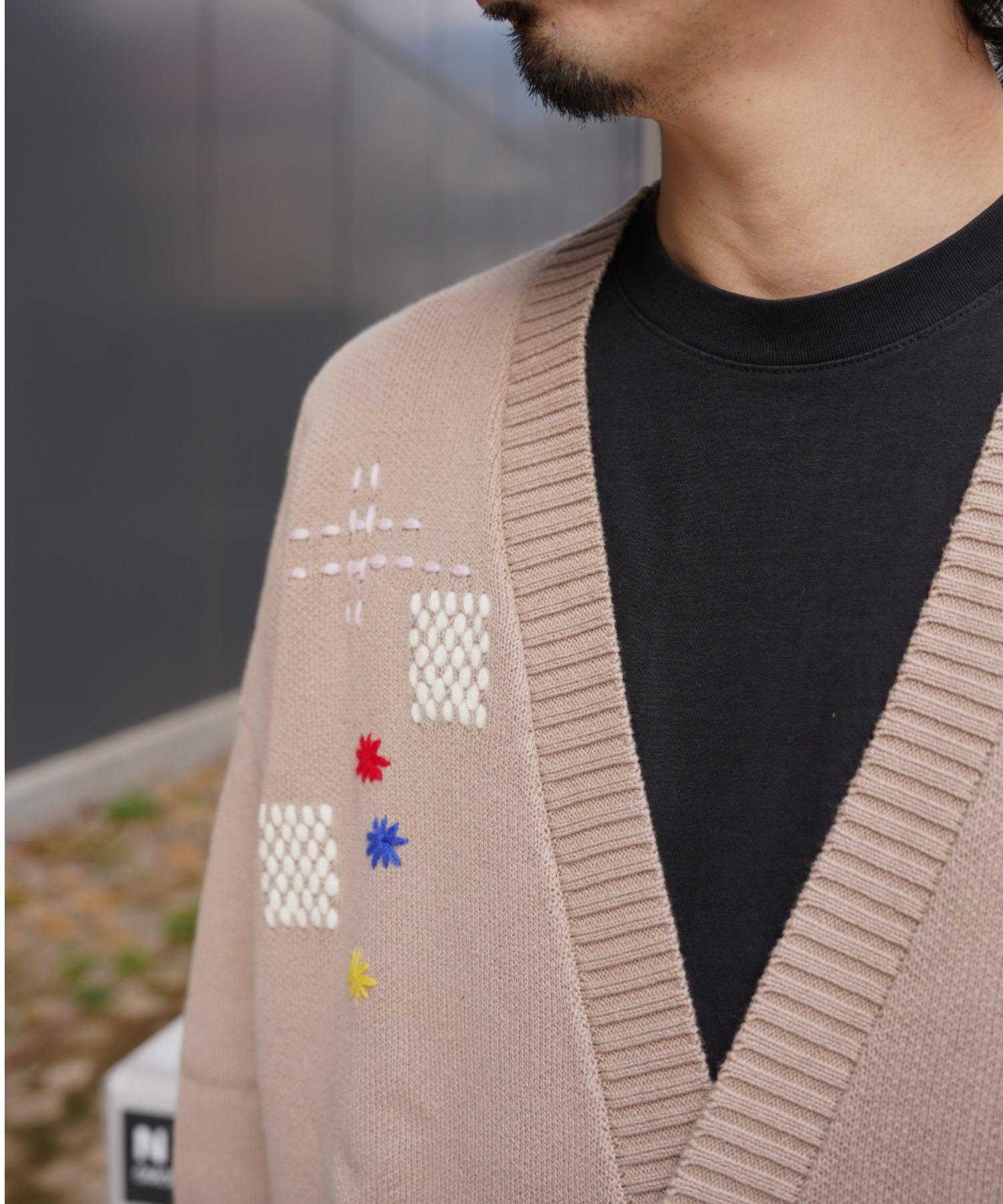 B omnivore/ビーオムニボー HAND STITCH CARDIGAN ハンドステッチカーディガン ベージュ