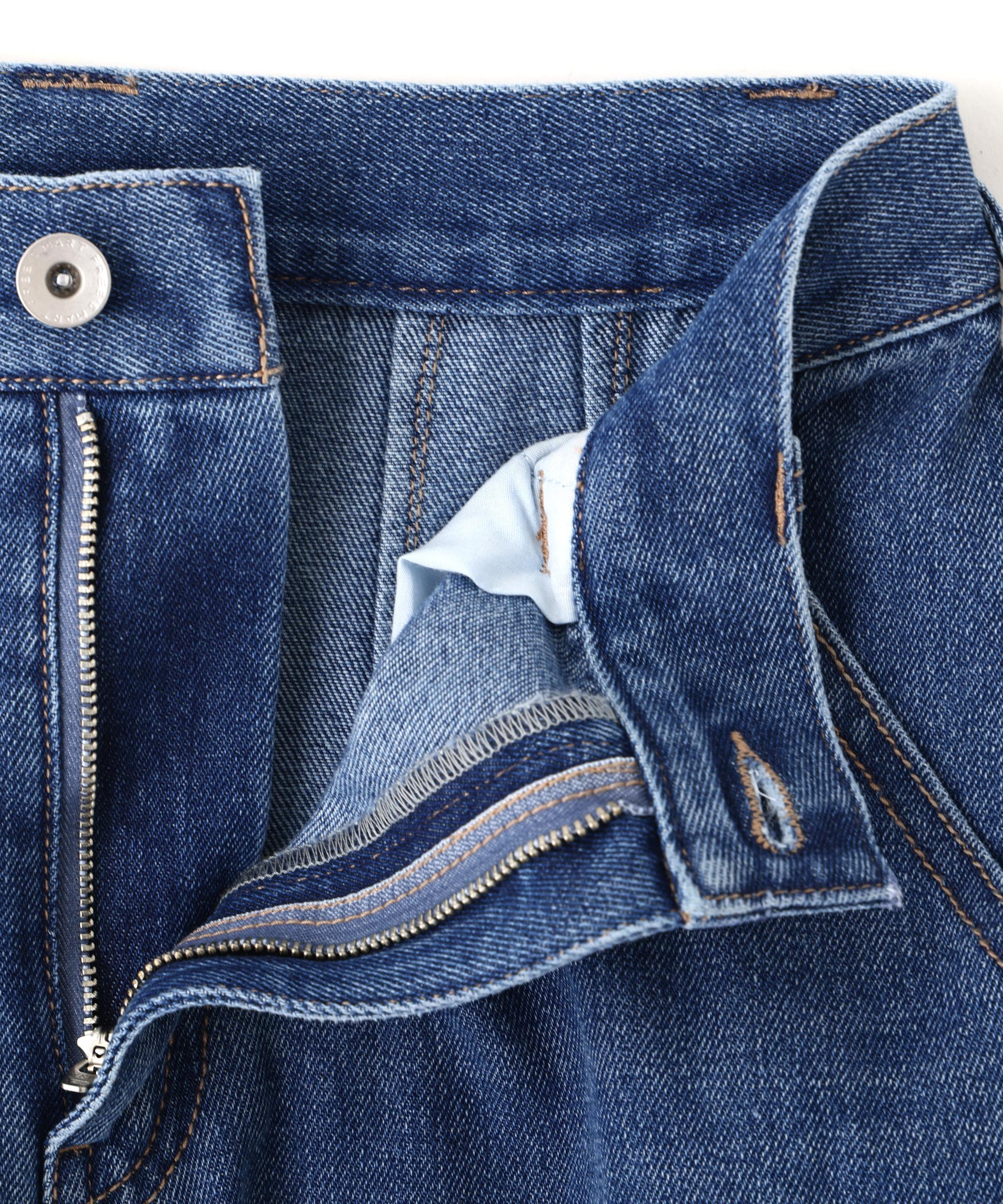 サイドポケットコクーンデニムパンツ ライトインディゴオーバーダイ1