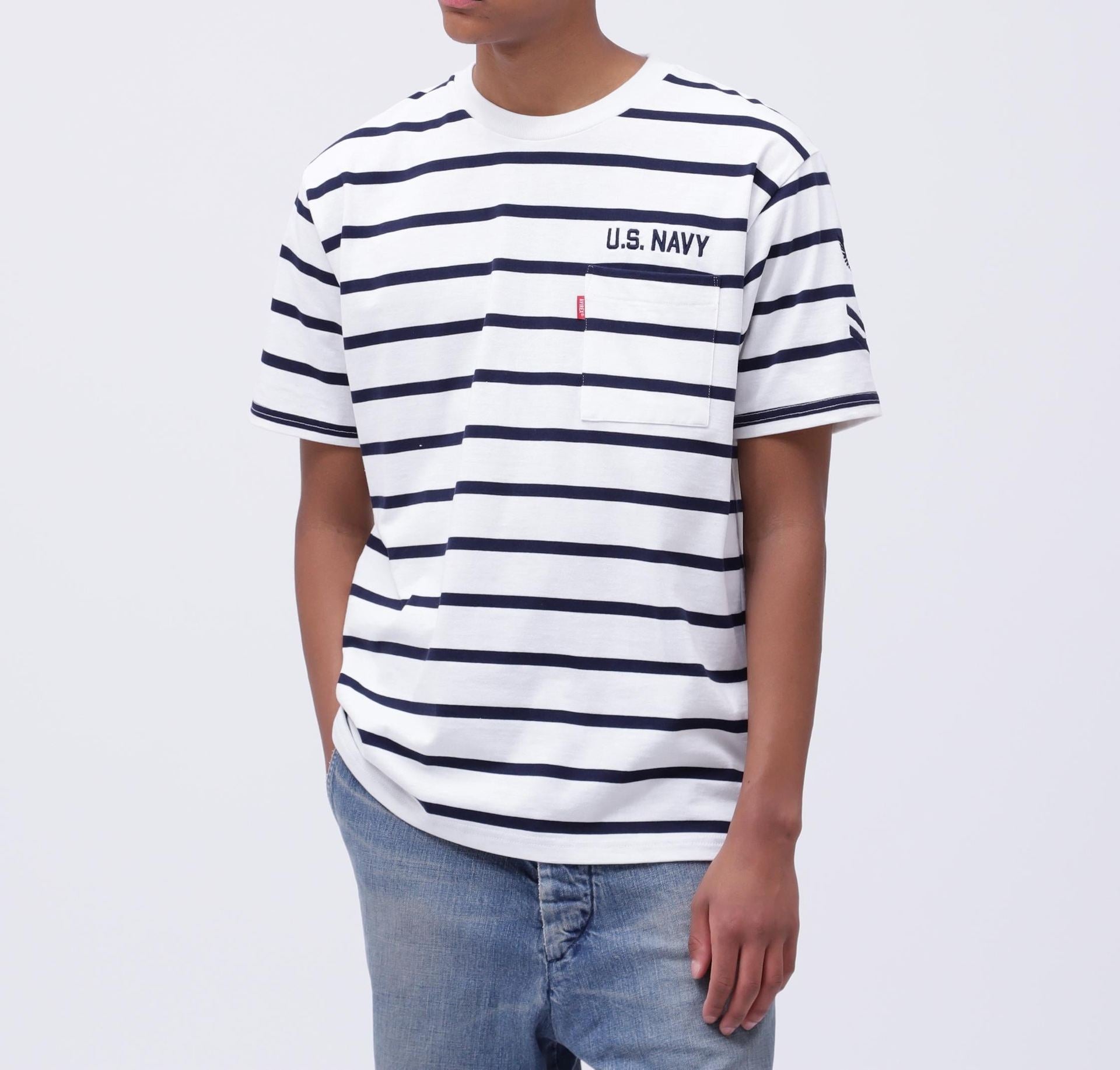 NAVAL POCKET S/S T-SHI>T / ネイバル ポケット 半袖 Tシャツ / AVI>EX / アヴィレックス ネイビーボーダー2
