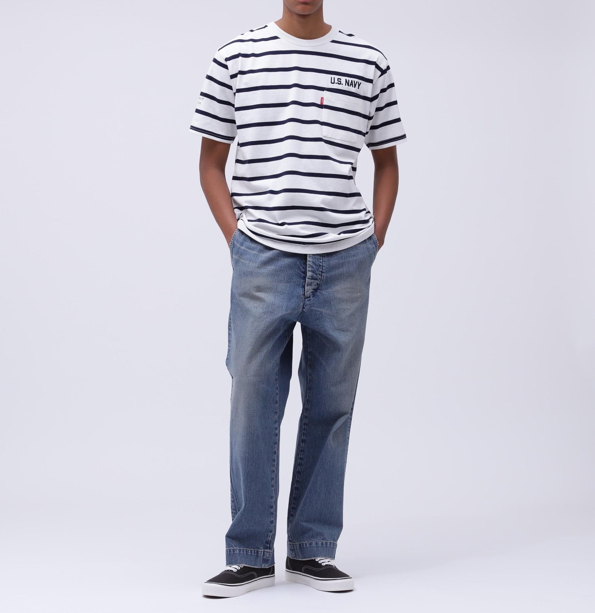 NAVAL POCKET S/S T-SHI>T / ネイバル ポケット 半袖 Tシャツ / AVI>EX / アヴィレックス ネイビーボーダー2