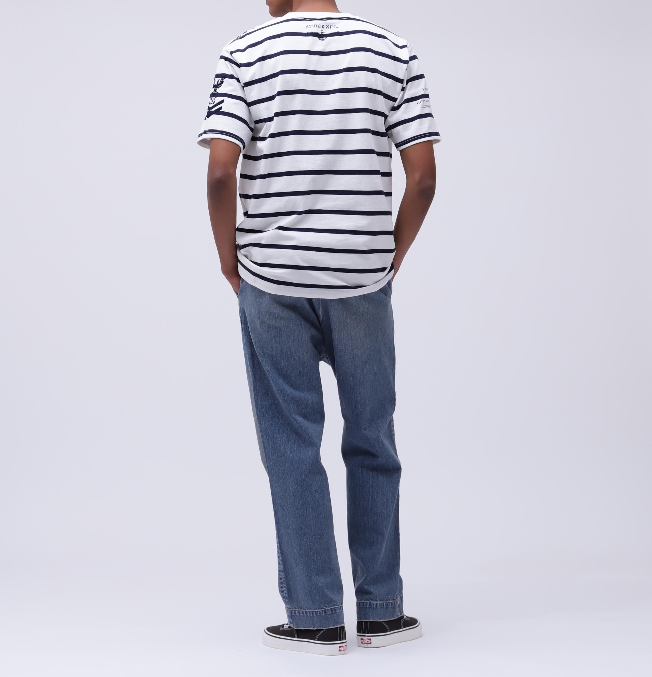 NAVAL POCKET S/S T-SHI>T / ネイバル ポケット 半袖 Tシャツ / AVI>EX / アヴィレックス ネイビーボーダー2