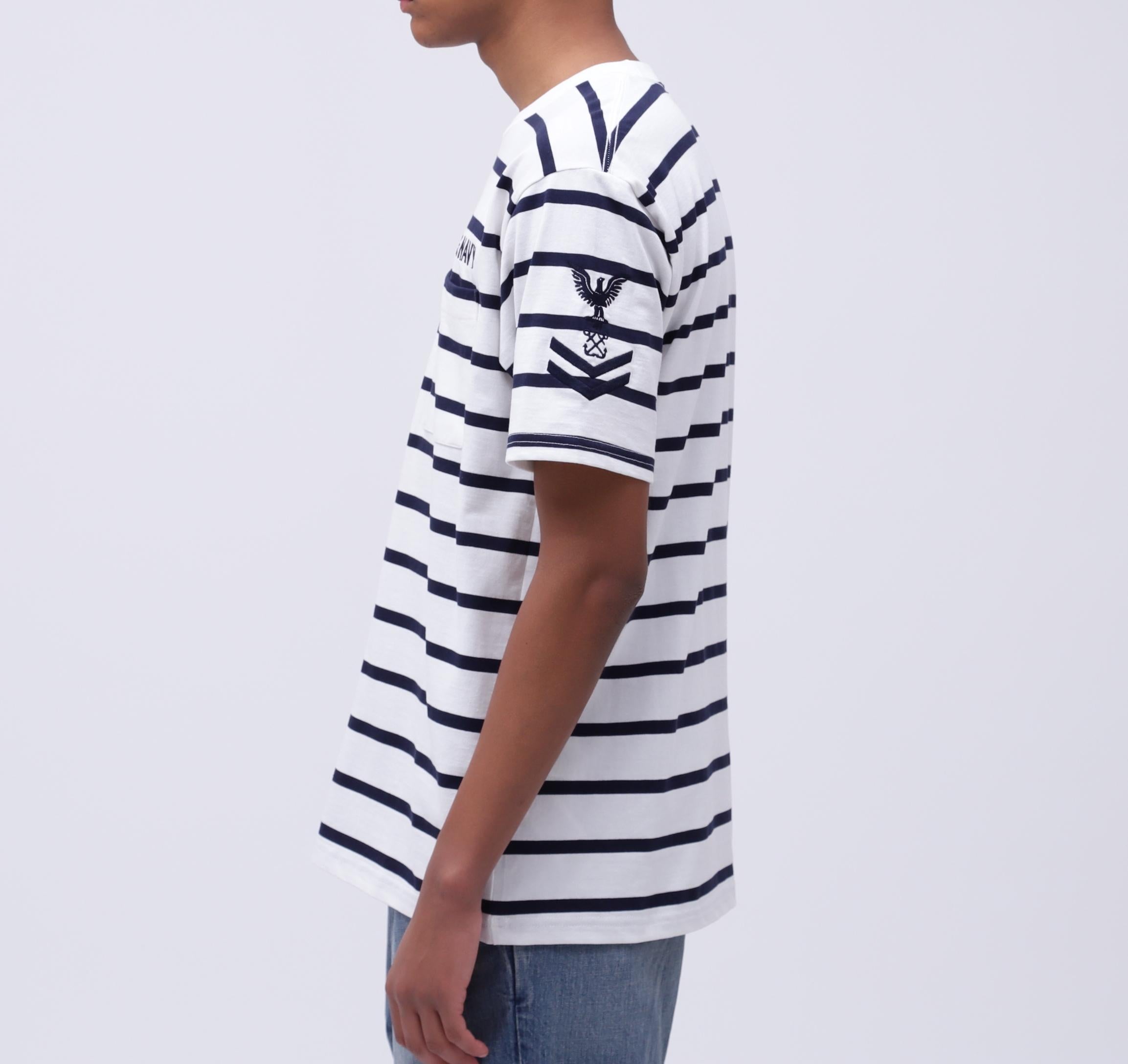 NAVAL POCKET S/S T-SHI>T / ネイバル ポケット 半袖 Tシャツ / AVI>EX / アヴィレックス ネイビーボーダー2