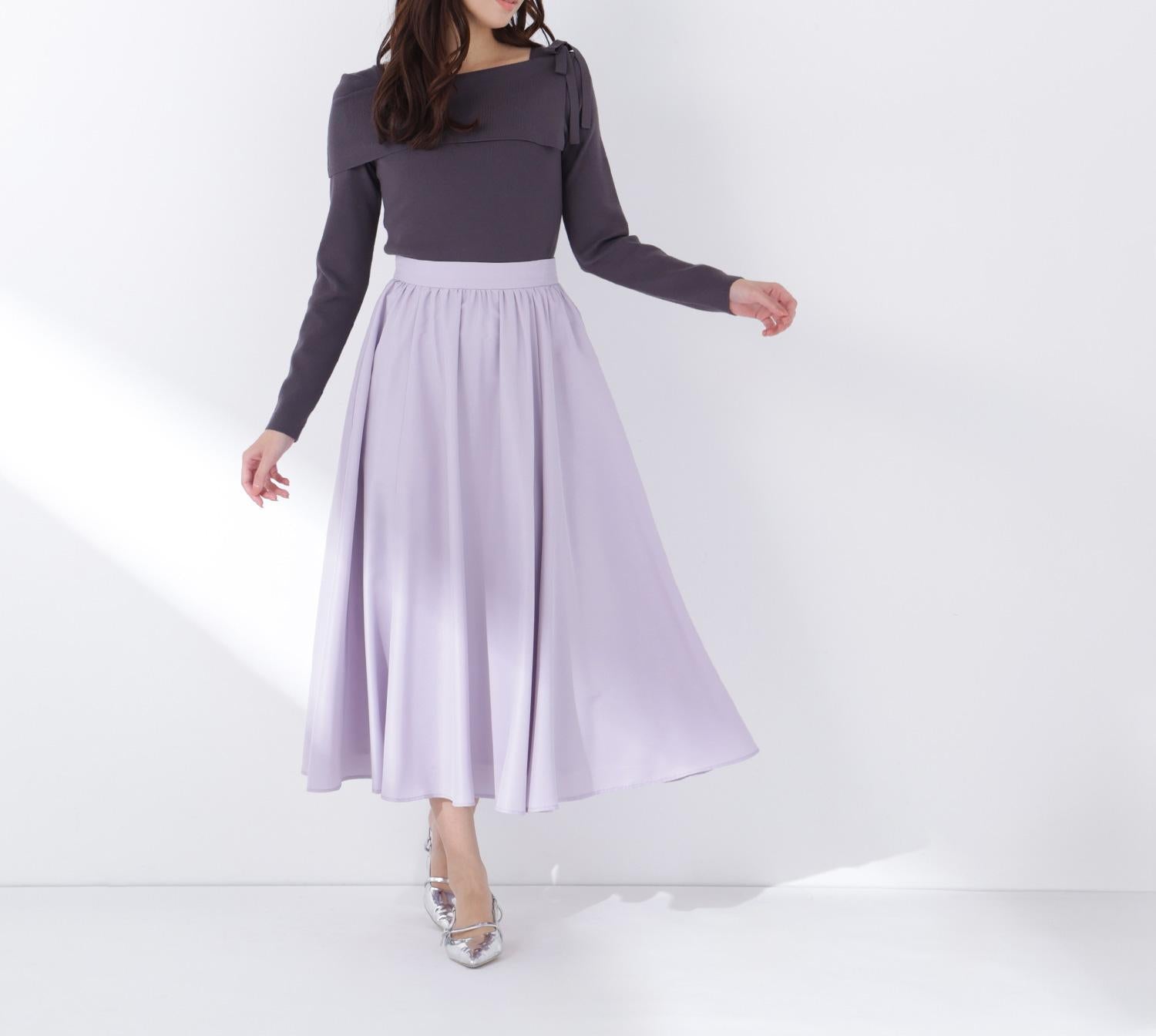 ふんわり春風フレアスカート ラベンダー