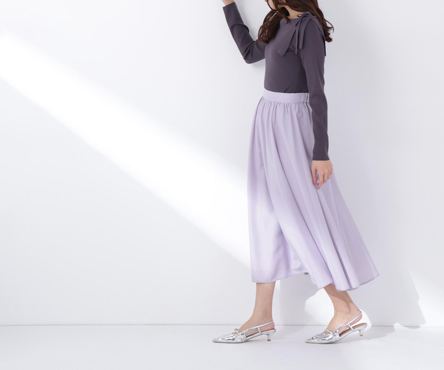 ふんわり春風フレアスカート ラベンダー