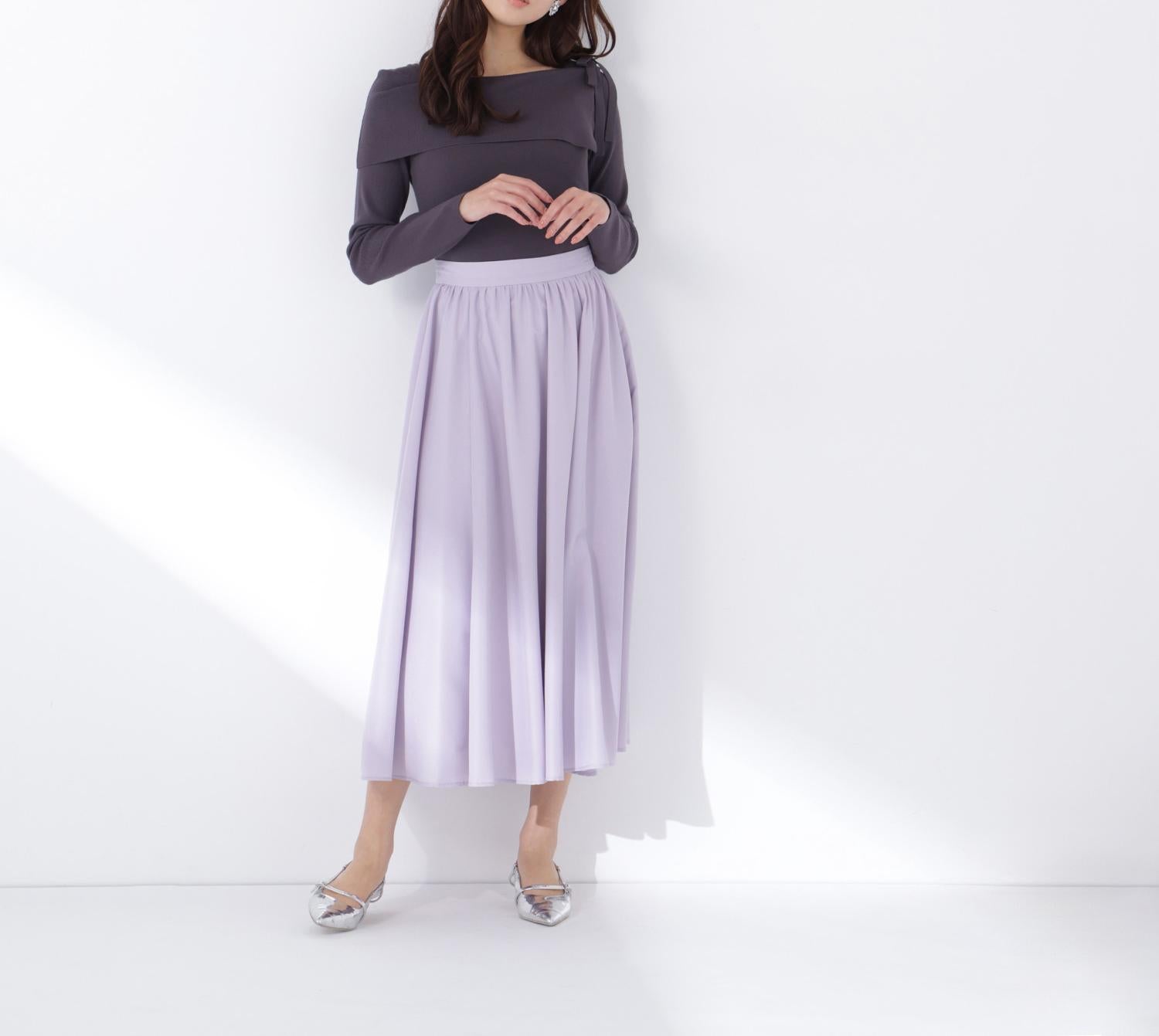 ふんわり春風フレアスカート ラベンダー