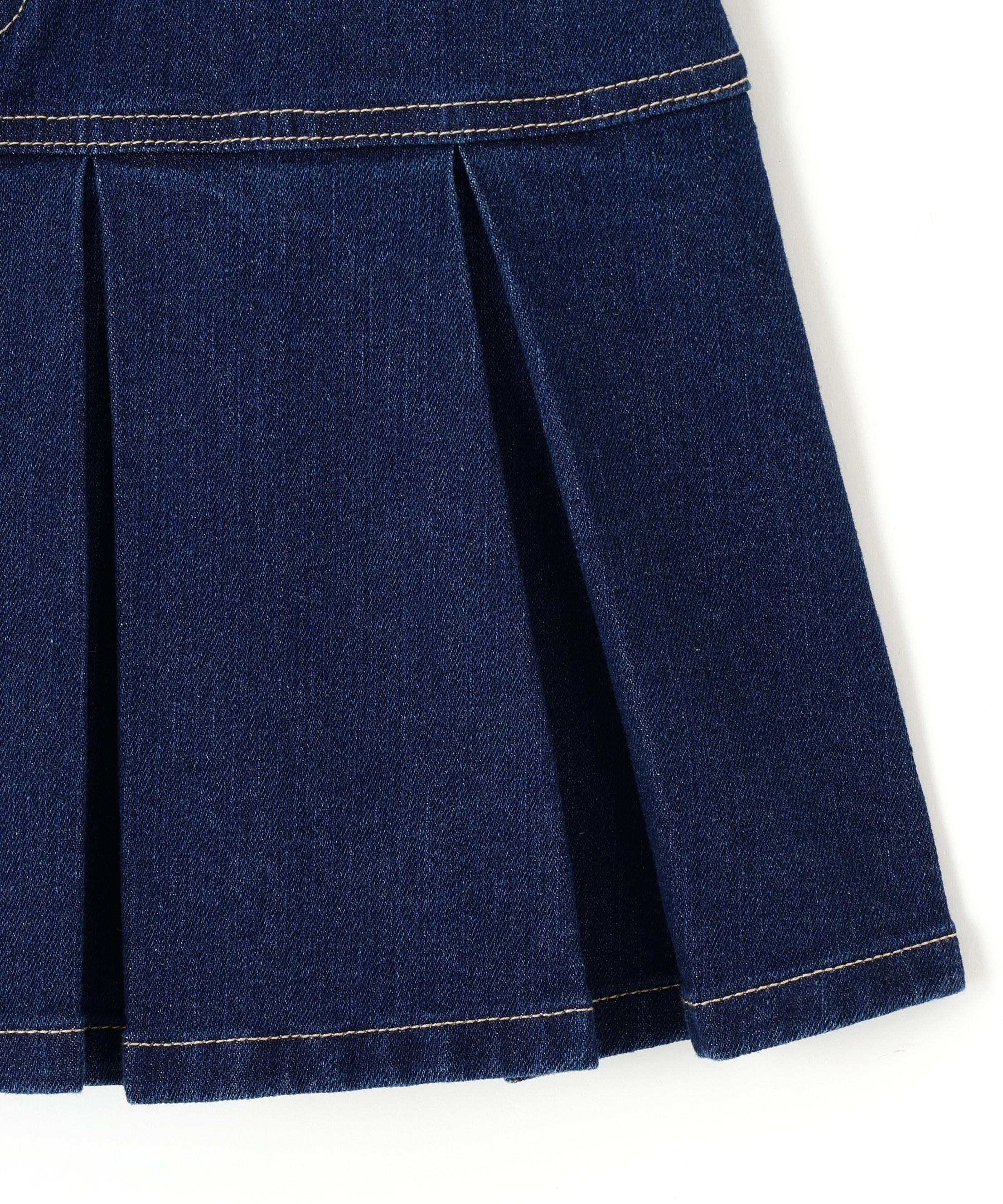 ボックスプリーツデニムミニスカート インディゴ