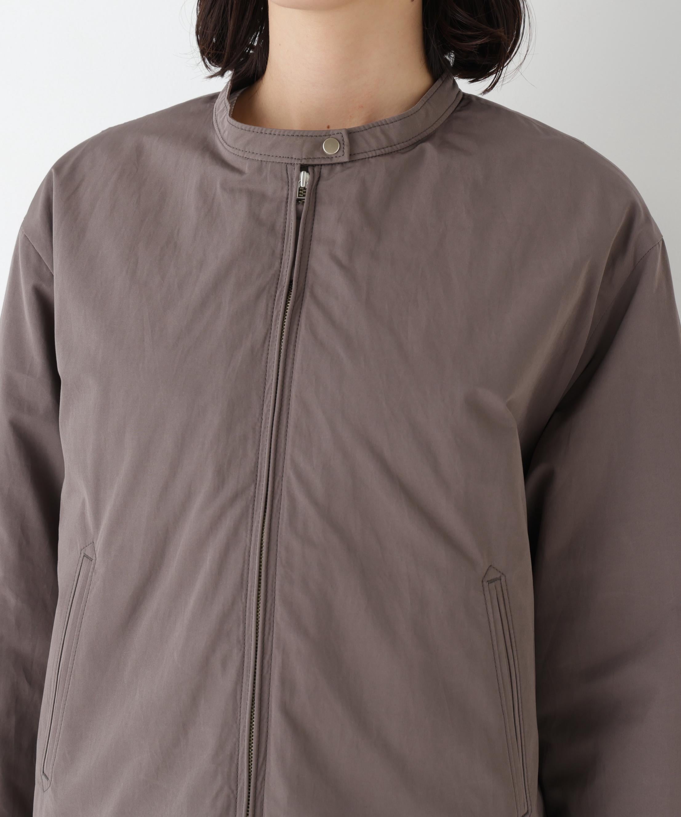 弱撥水タフタ中綿入りブルゾン チャコール1