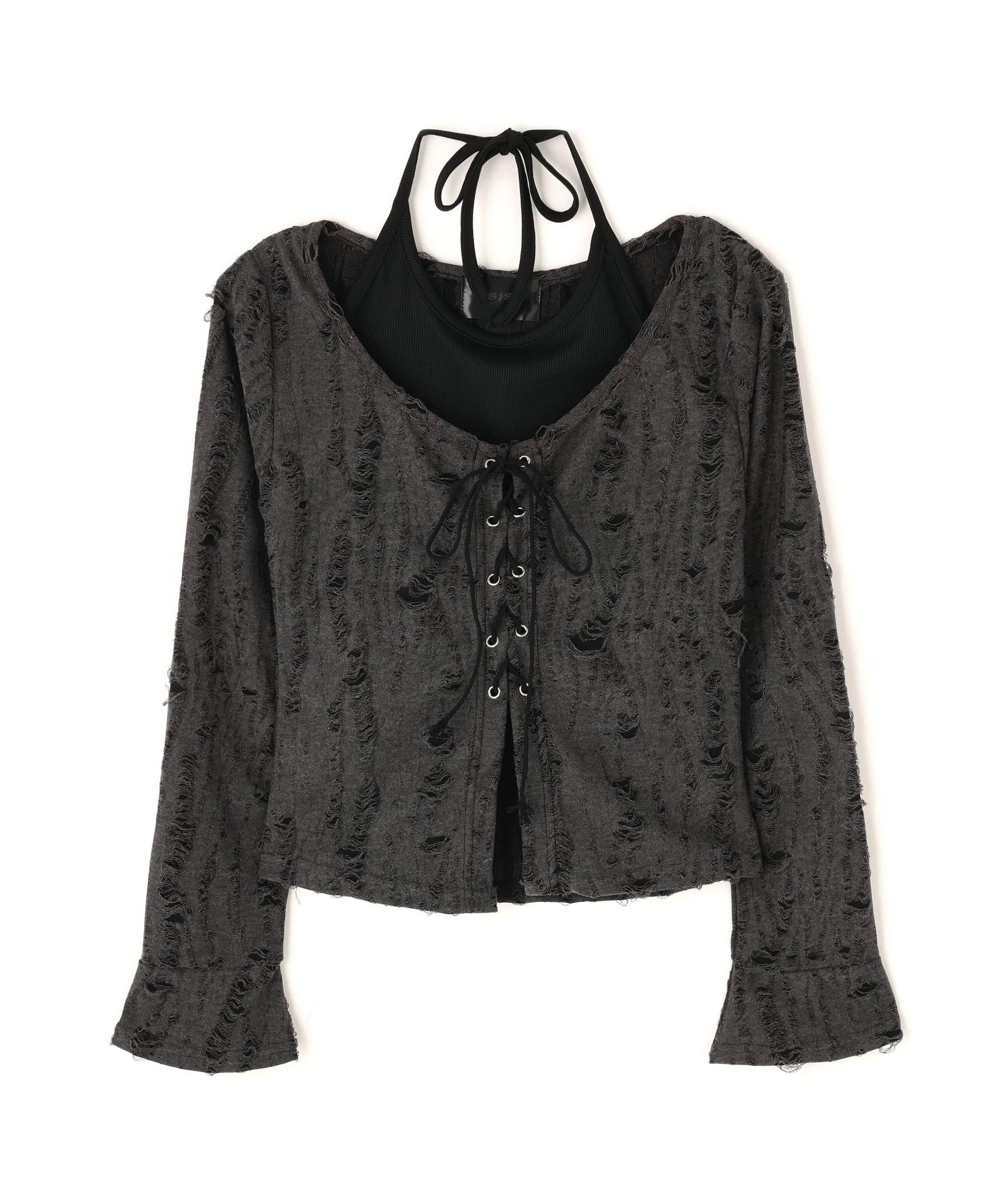 SIS/エスアイエス/Damage Cardigan チャコール