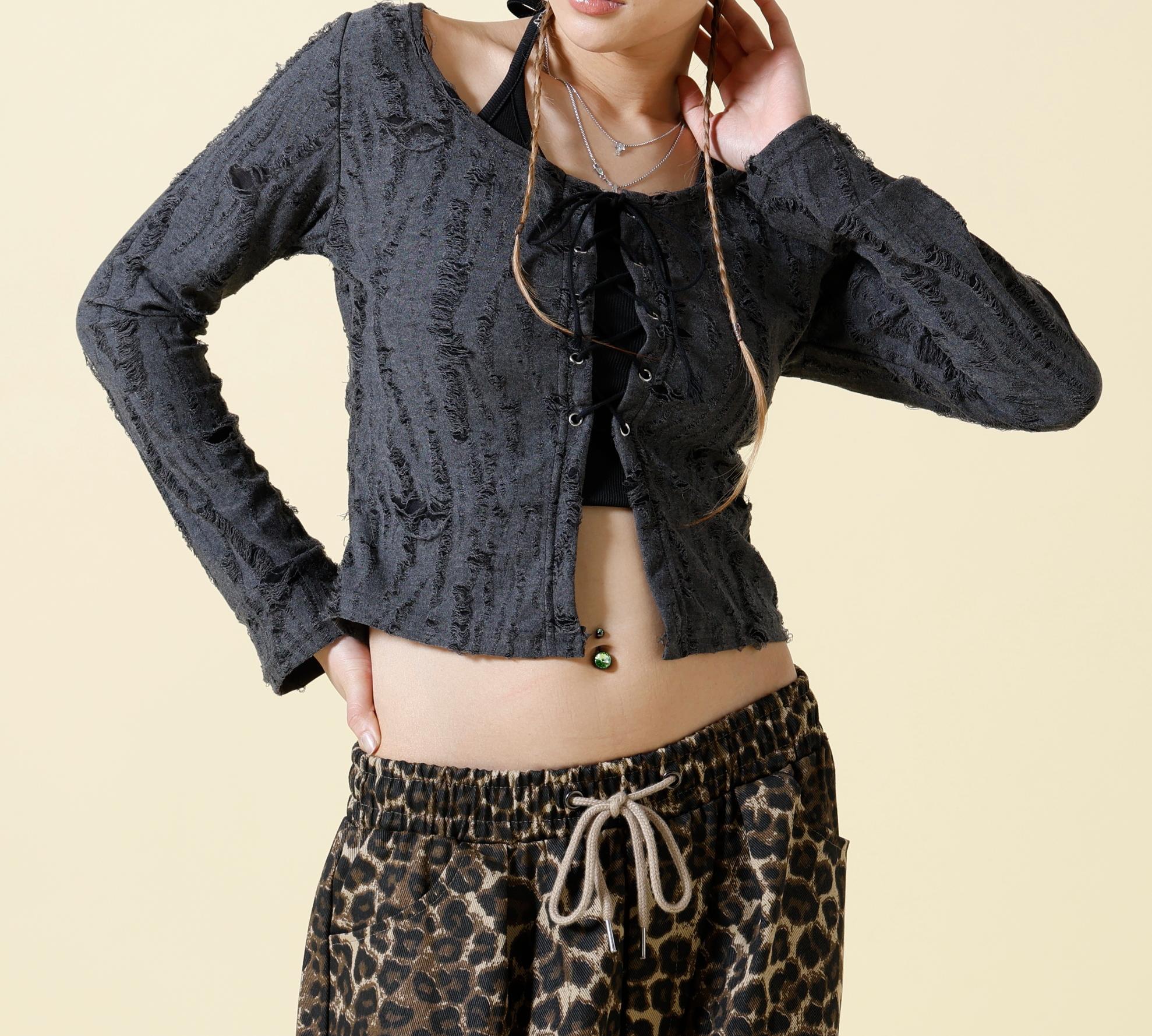 SIS/エスアイエス/Damage Cardigan チャコール