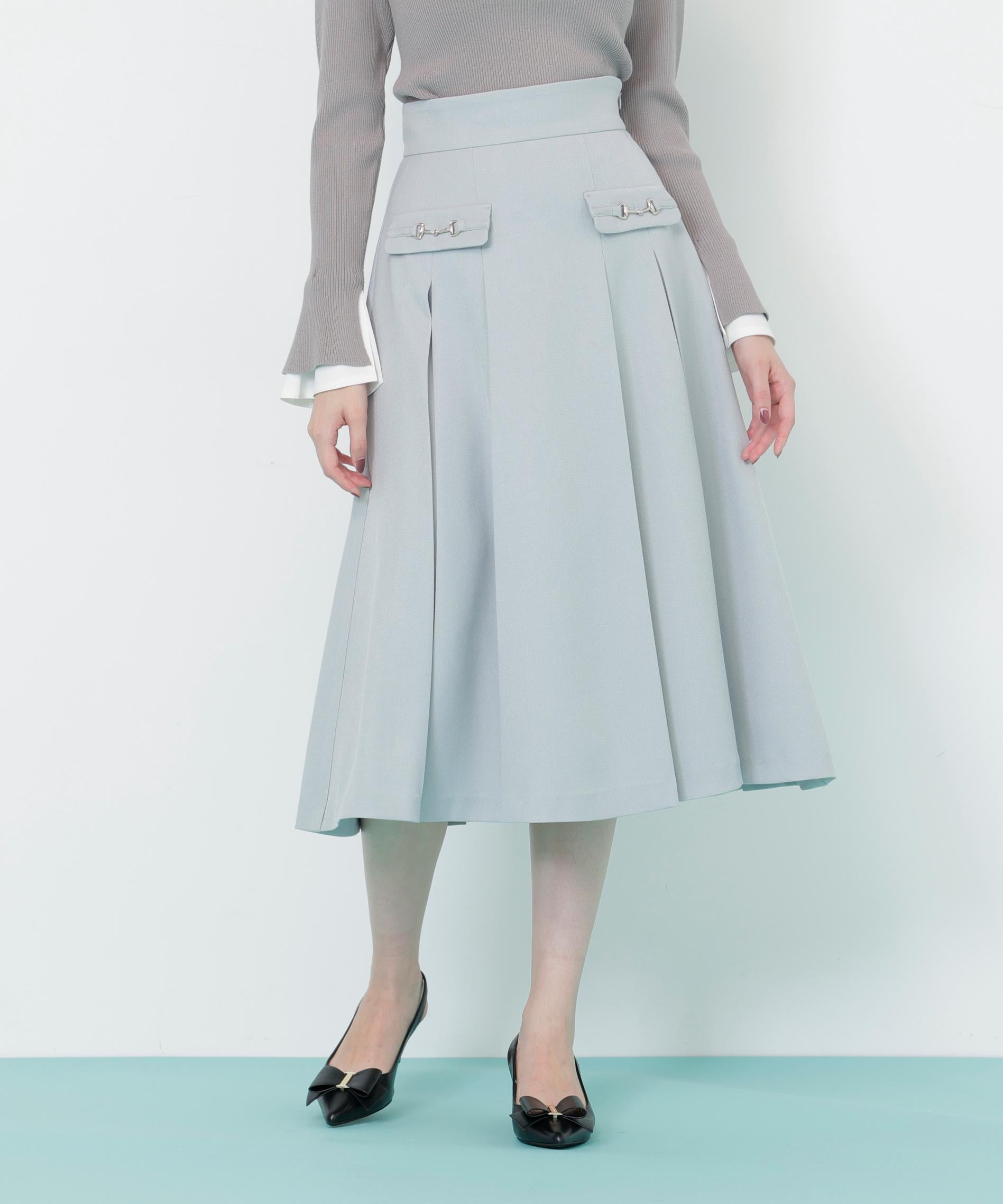 ウーリッシュフラノタックフレアスカート グリーン