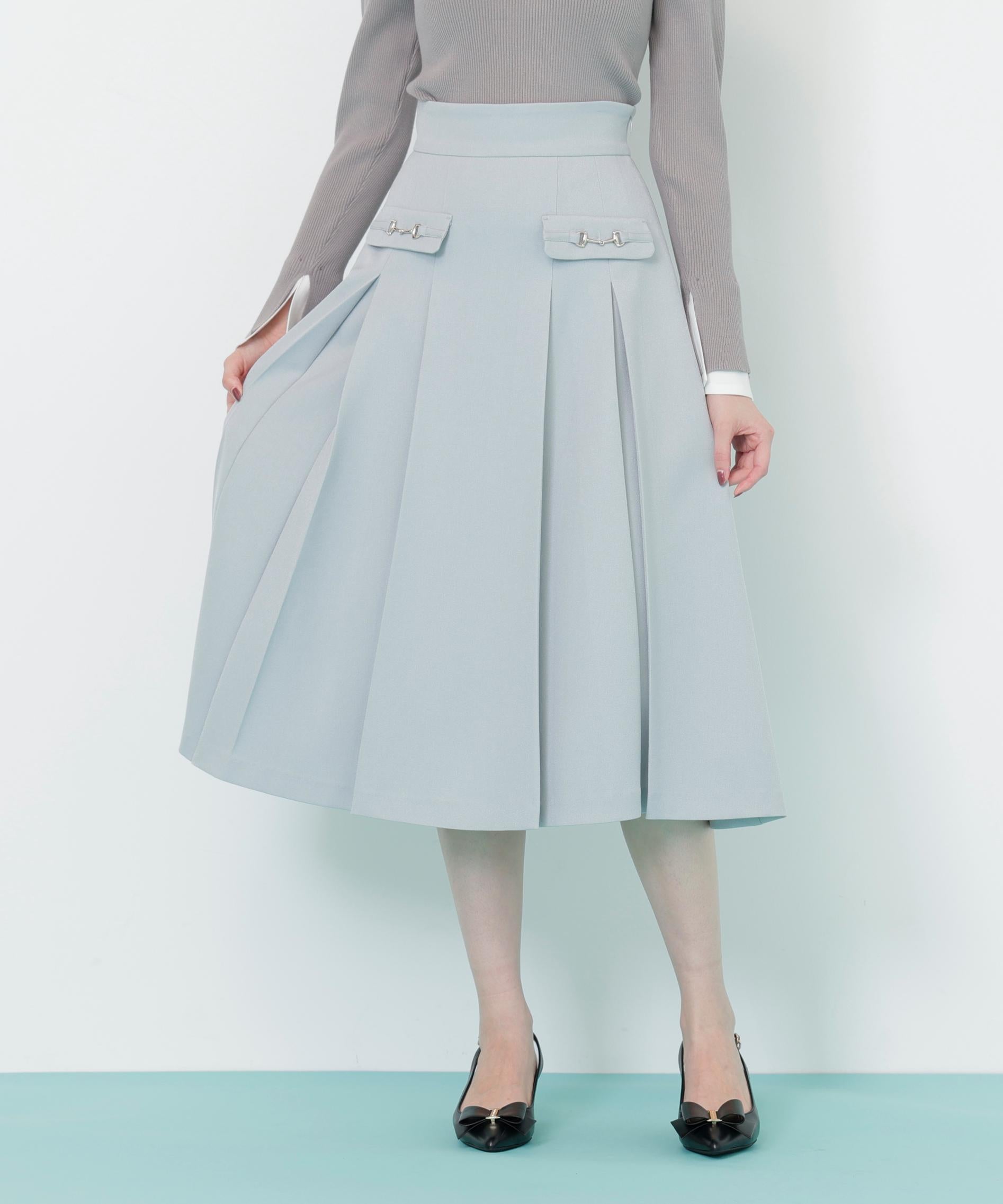 ウーリッシュフラノタックフレアスカート グリーン