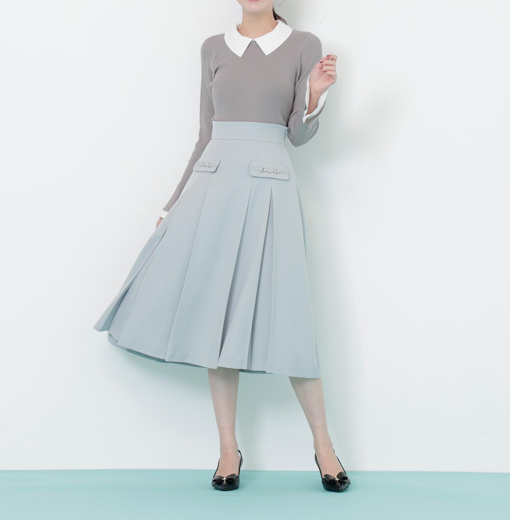 ウーリッシュフラノタックフレアスカート グリーン