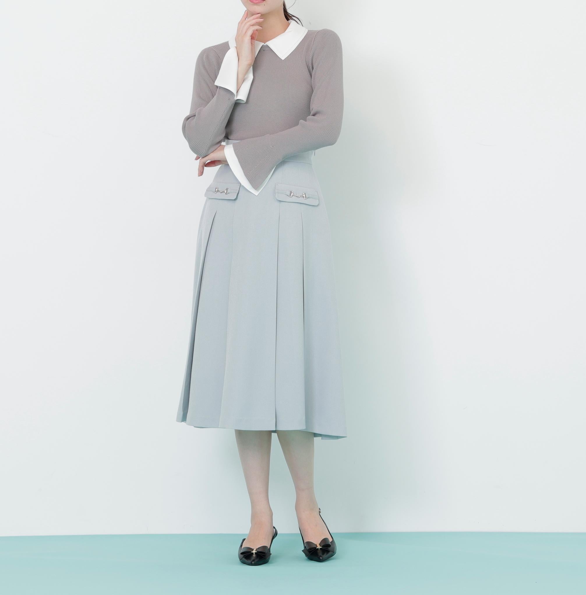 ウーリッシュフラノタックフレアスカート グリーン