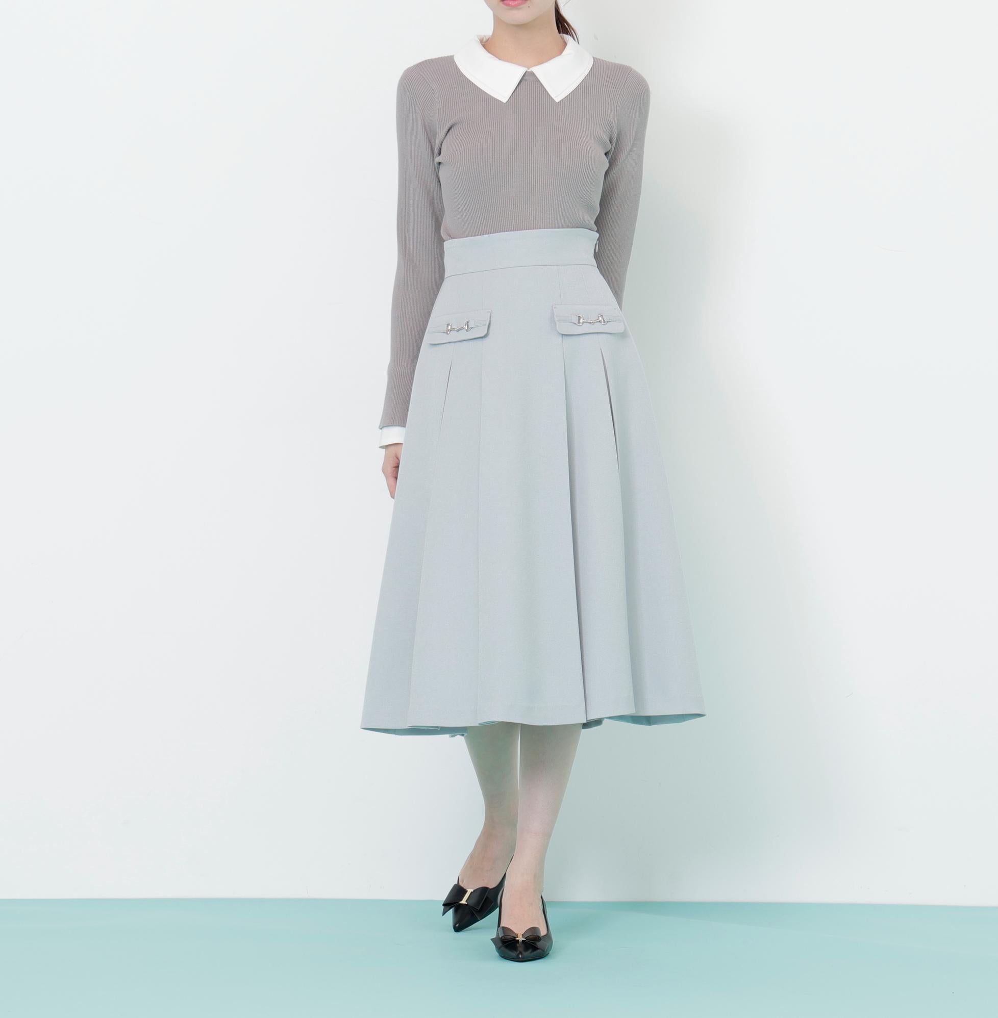 ウーリッシュフラノタックフレアスカート グリーン