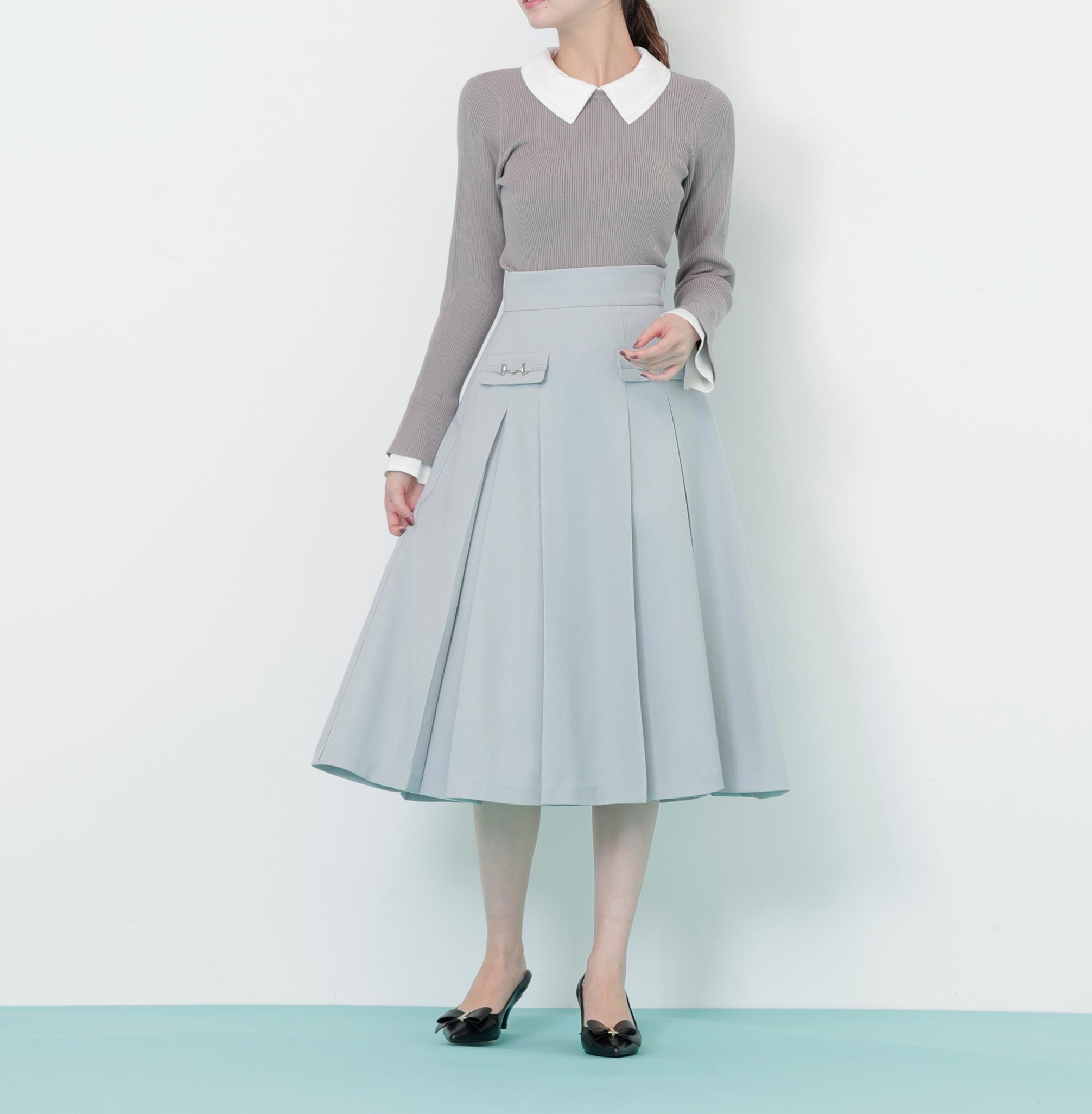 ウーリッシュフラノタックフレアスカート グリーン