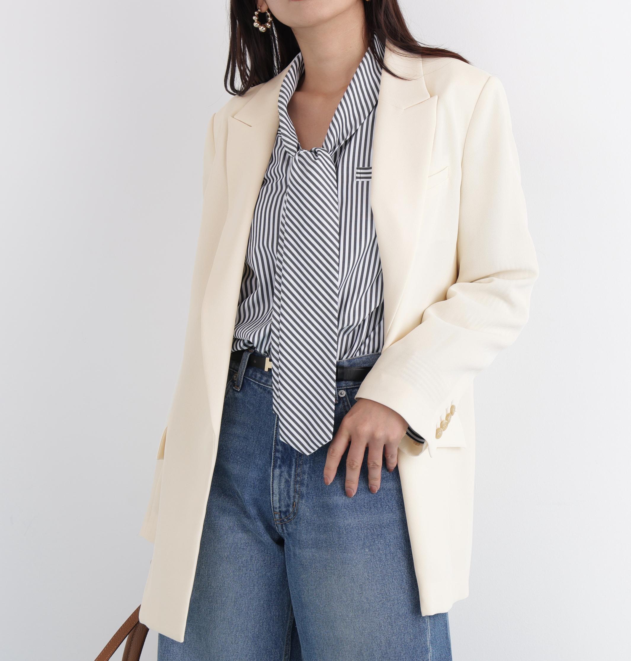 ストライプスリーブジャケット エクリュ1