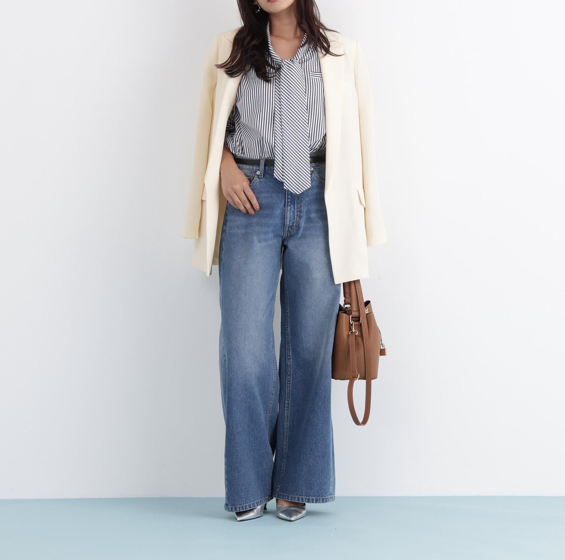 ストライプスリーブジャケット エクリュ1