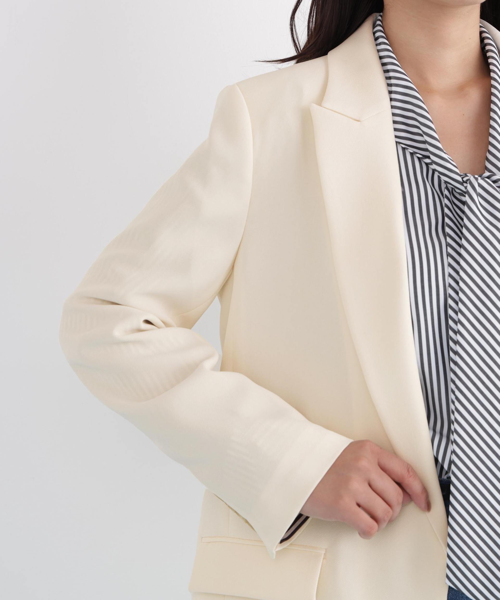 ストライプスリーブジャケット エクリュ1