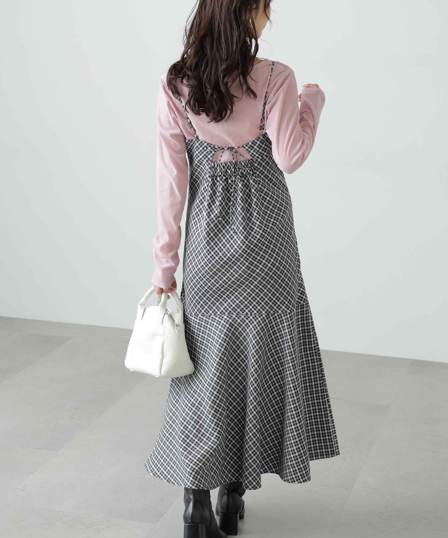 2ストラップマーメイドキャミワンピース ブラックベース①1