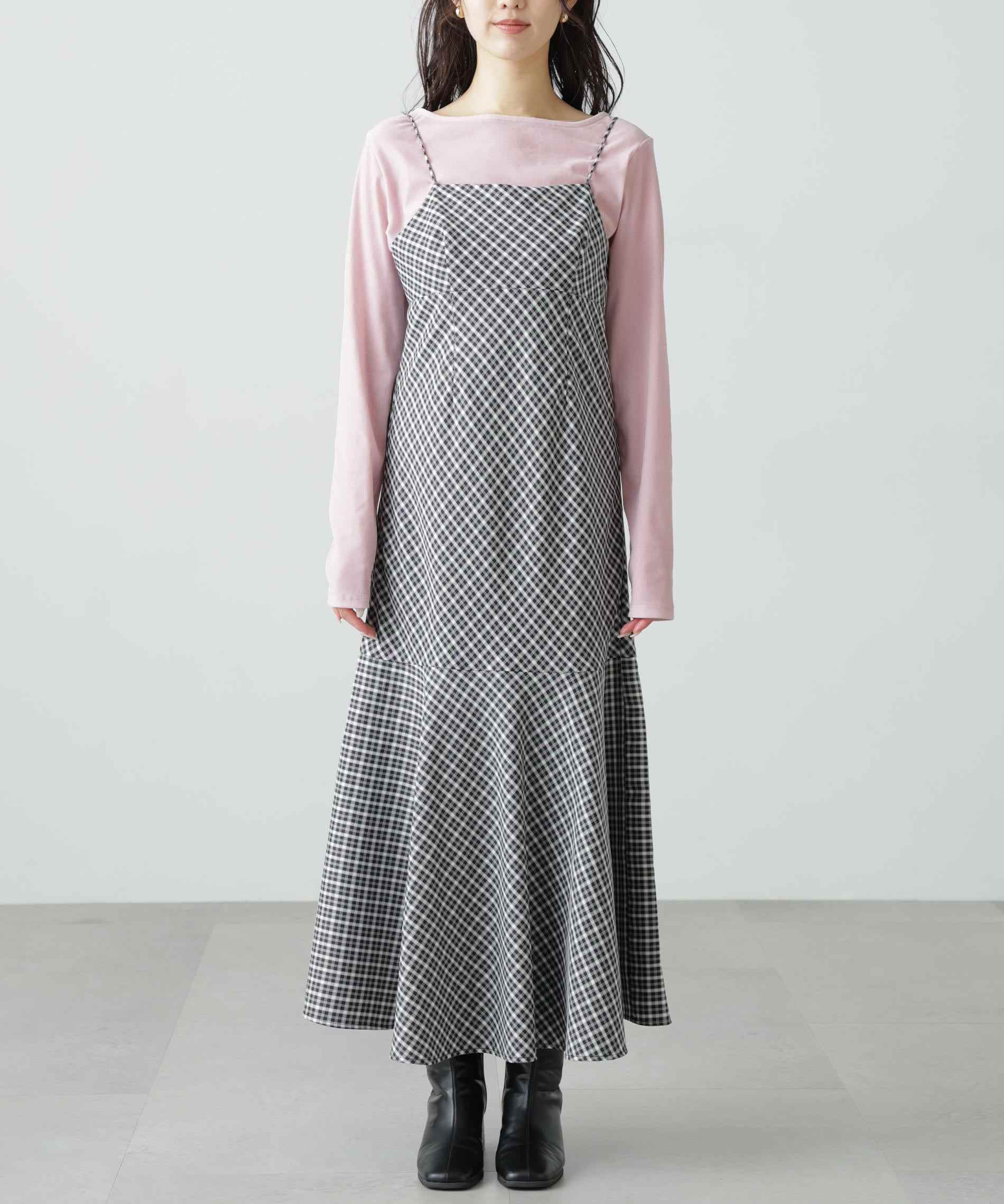 2ストラップマーメイドキャミワンピース ブラックベース①1