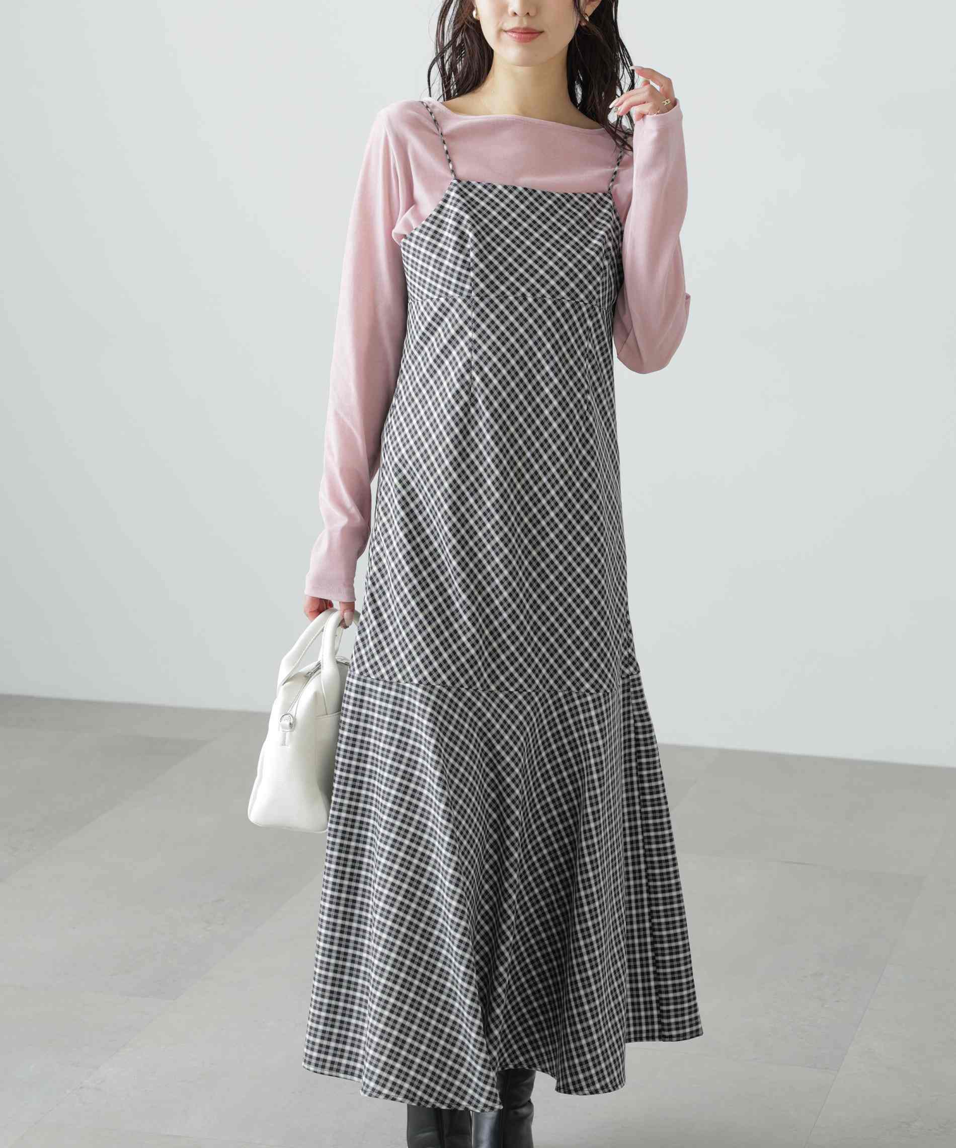 2ストラップマーメイドキャミワンピース ブラックベース①1