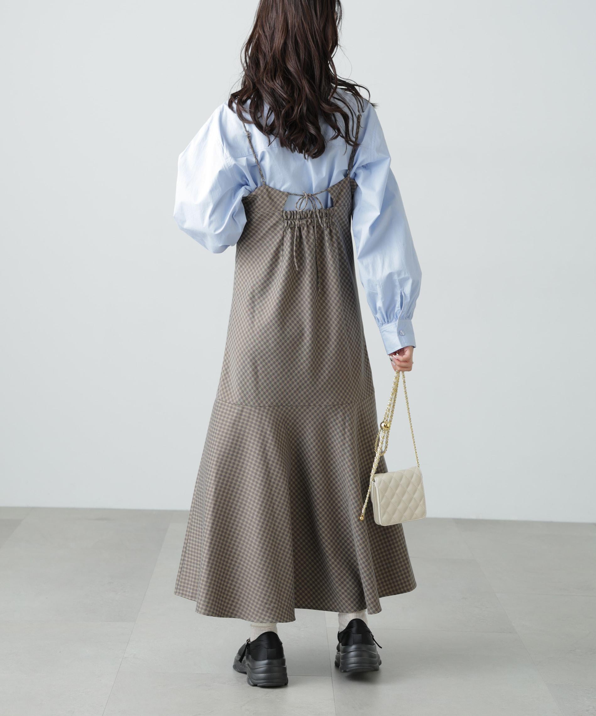 2ストラップマーメイドキャミワンピース ブラウンベース1