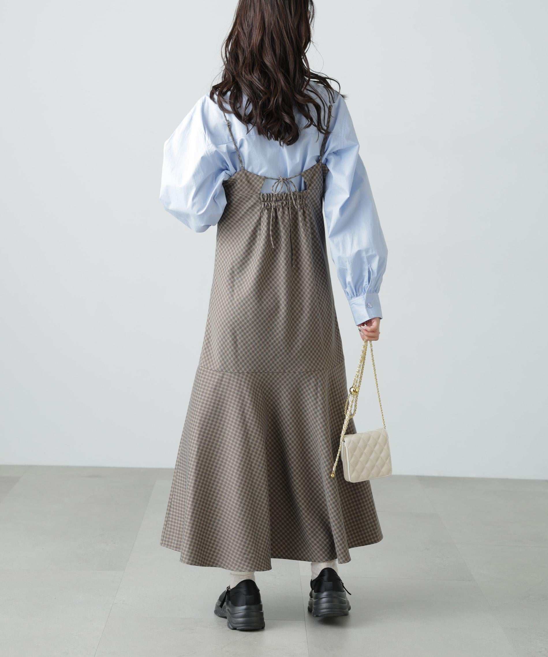 2ストラップマーメイドキャミワンピース ブラウンベース1