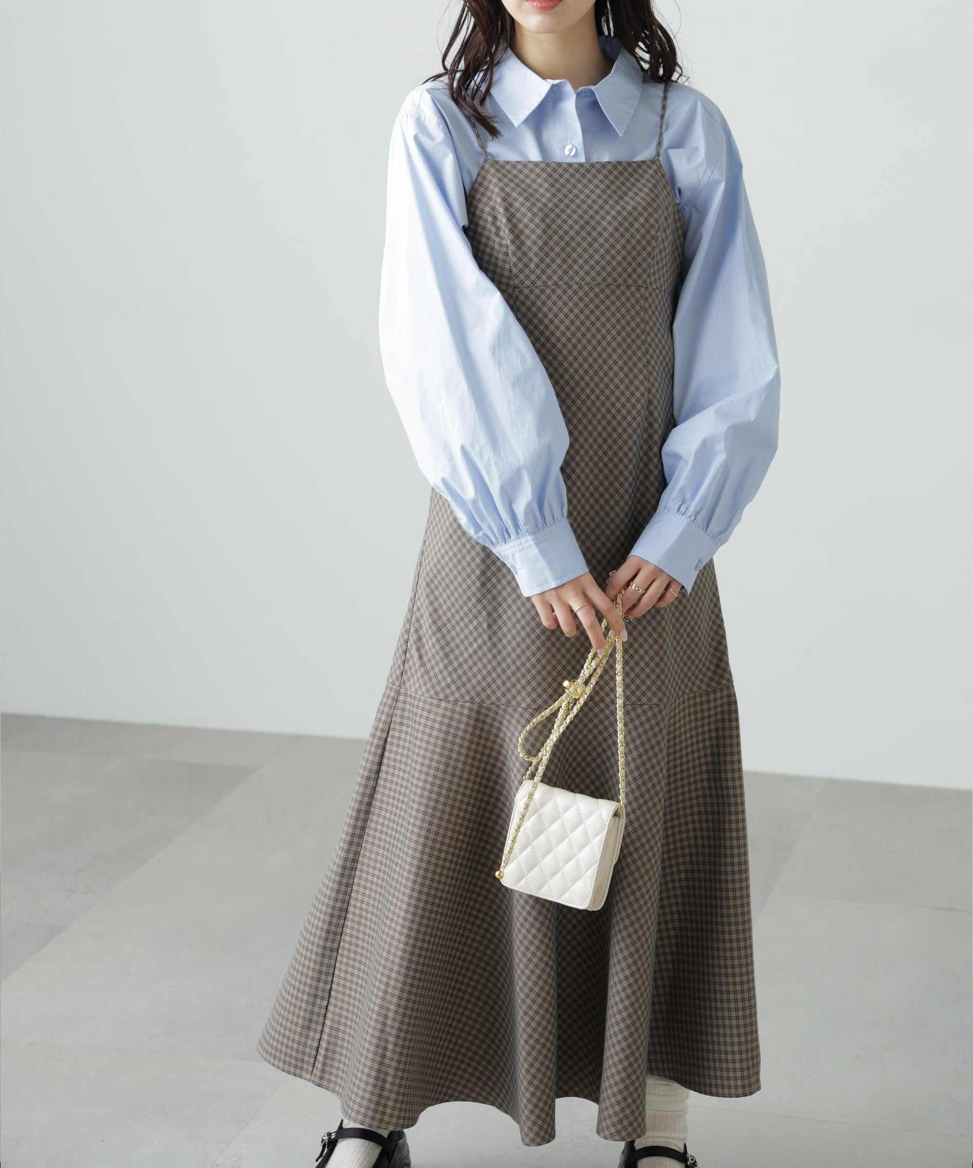 2ストラップマーメイドキャミワンピース ブラウンベース1