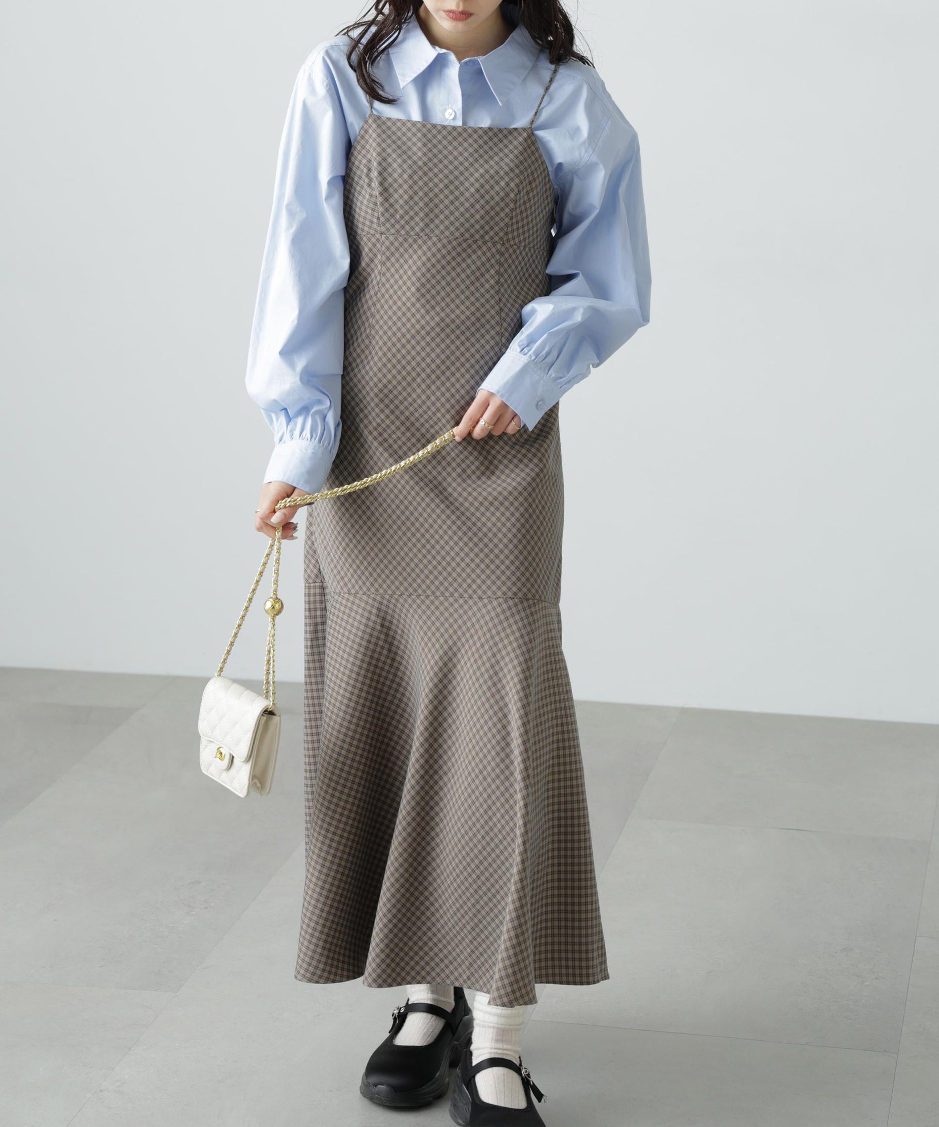 2ストラップマーメイドキャミワンピース ブラウンベース1