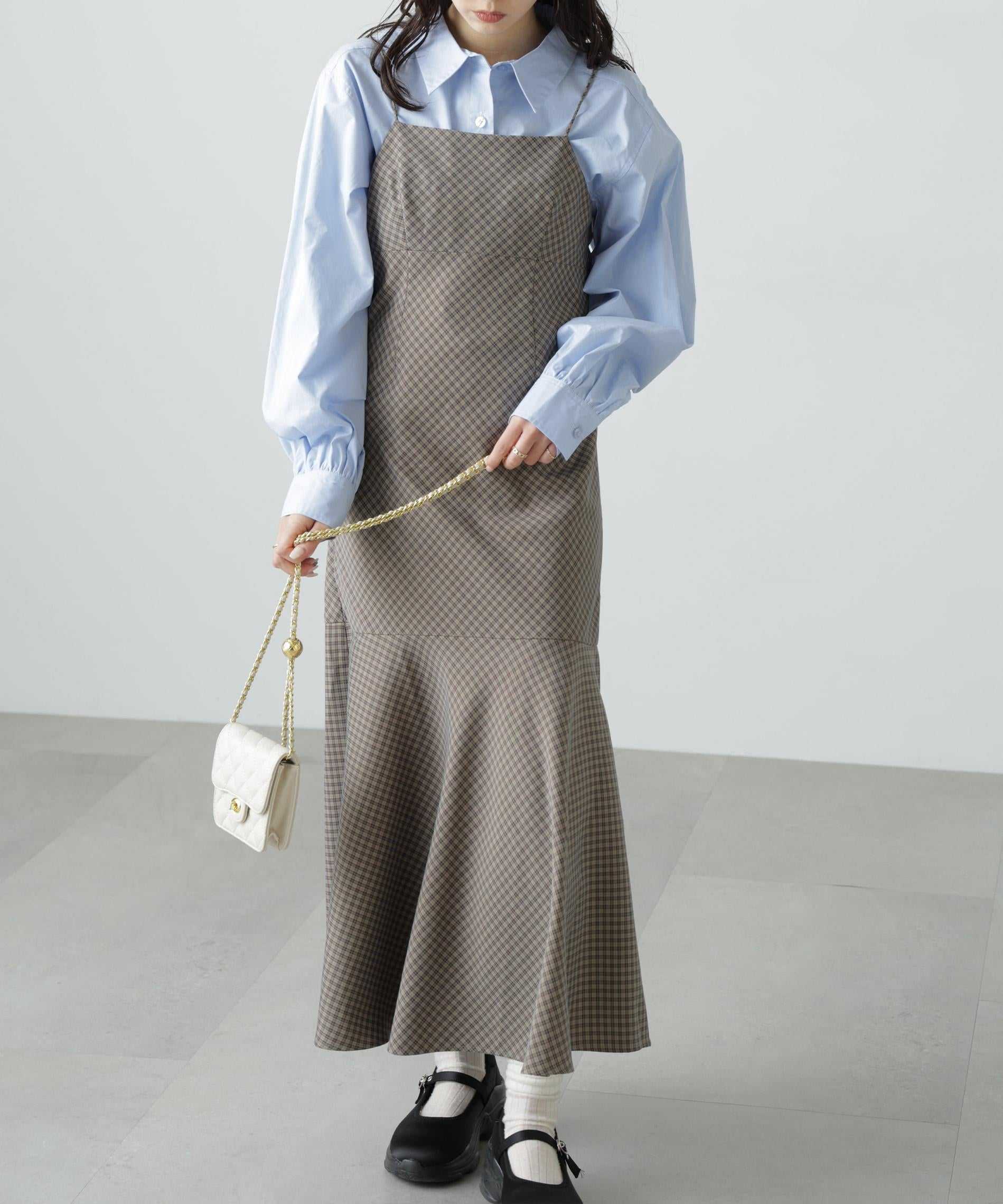 2ストラップマーメイドキャミワンピース ブラウンベース1