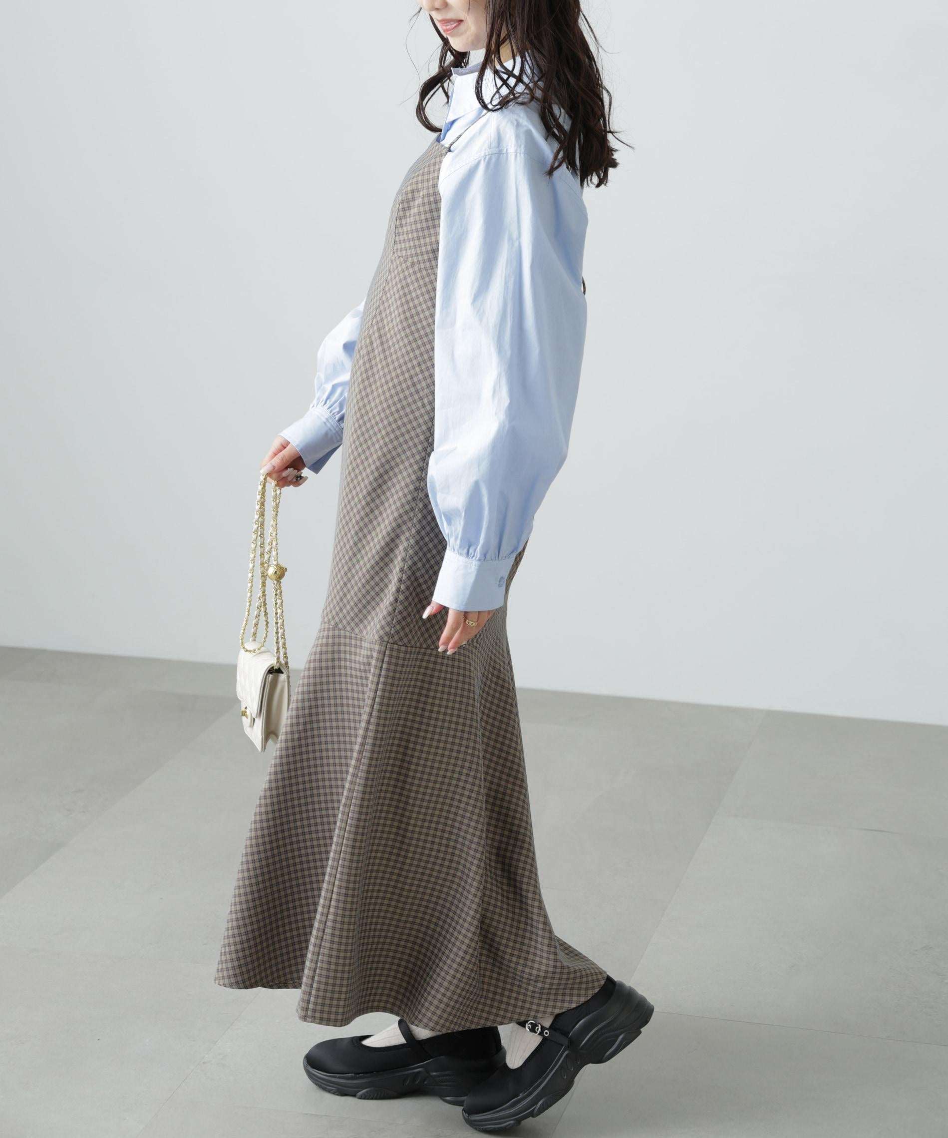 2ストラップマーメイドキャミワンピース ブラウンベース1