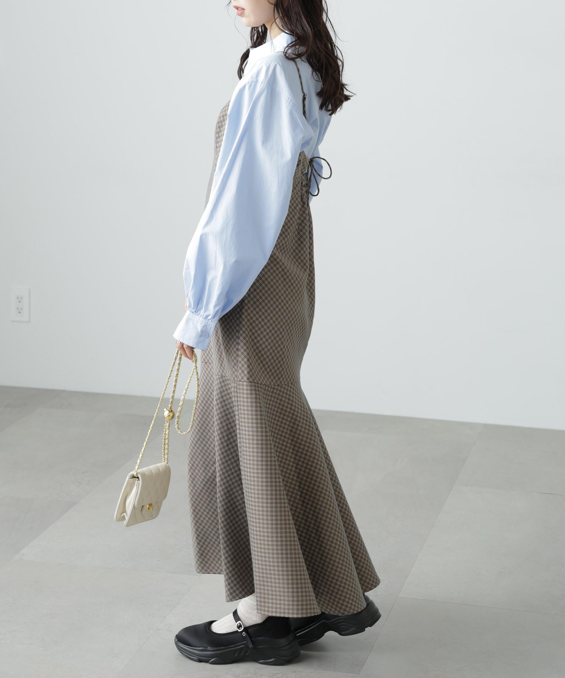 2ストラップマーメイドキャミワンピース ブラウンベース1