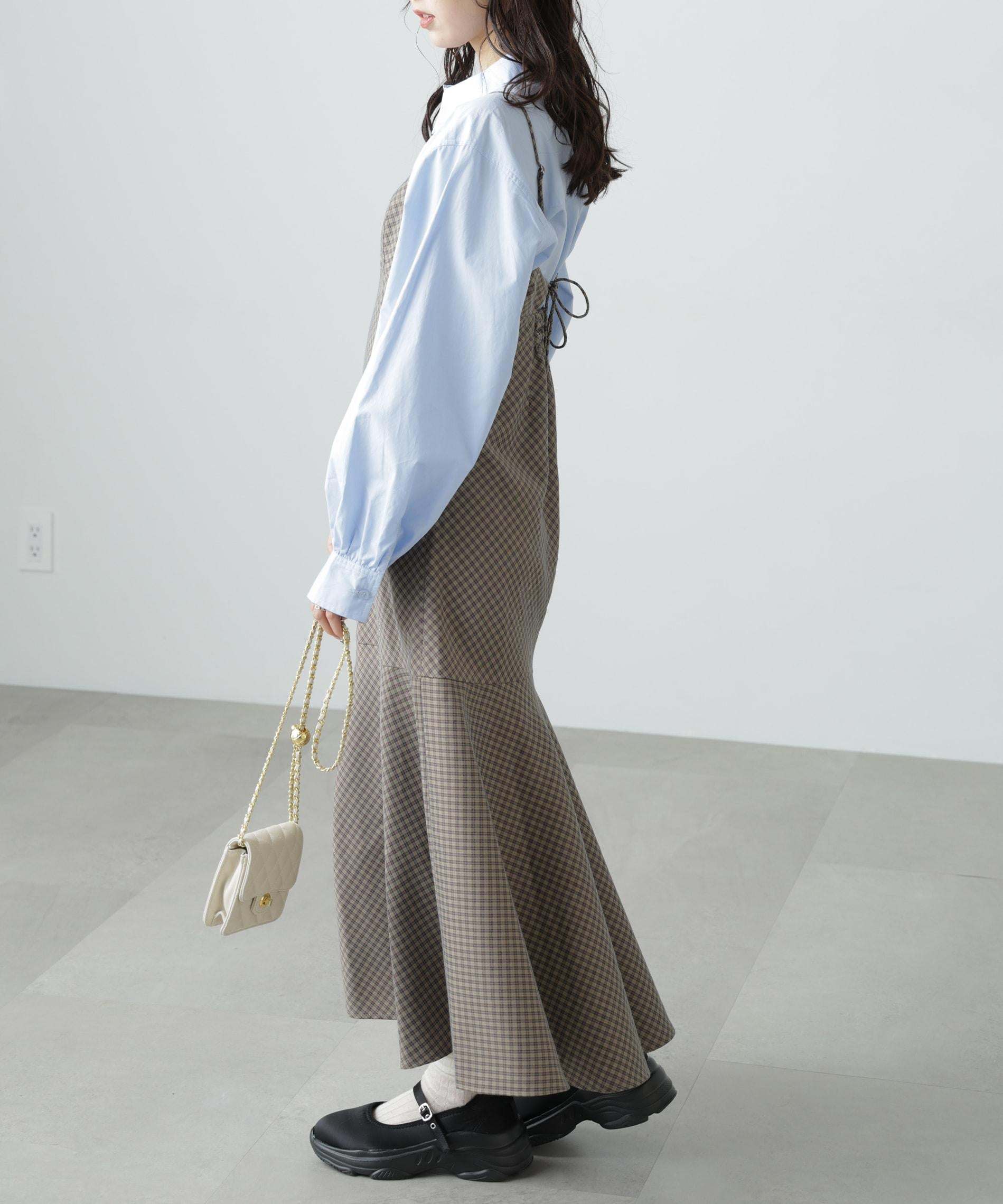 2ストラップマーメイドキャミワンピース ブラウンベース1