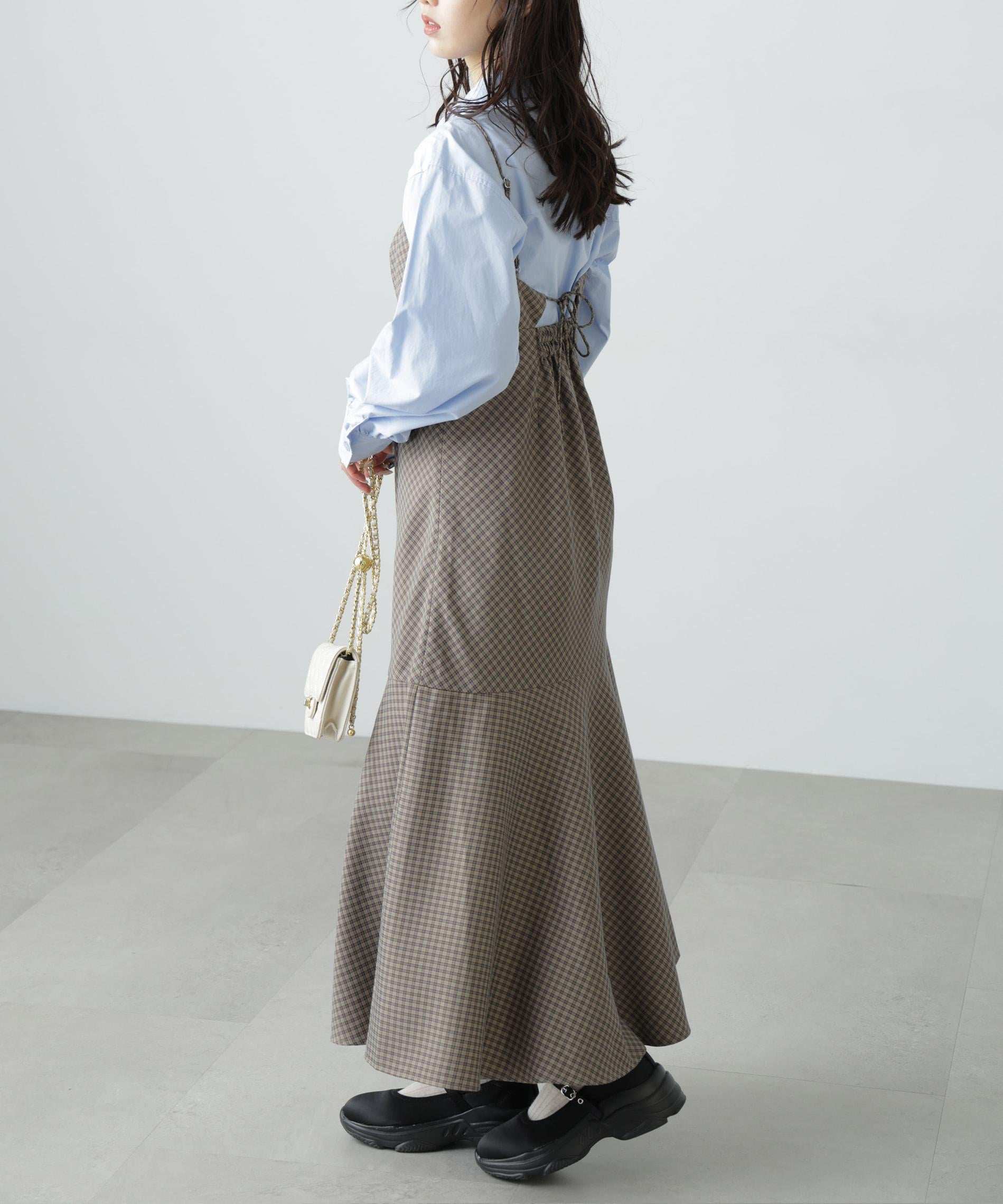 2ストラップマーメイドキャミワンピース ブラウンベース1