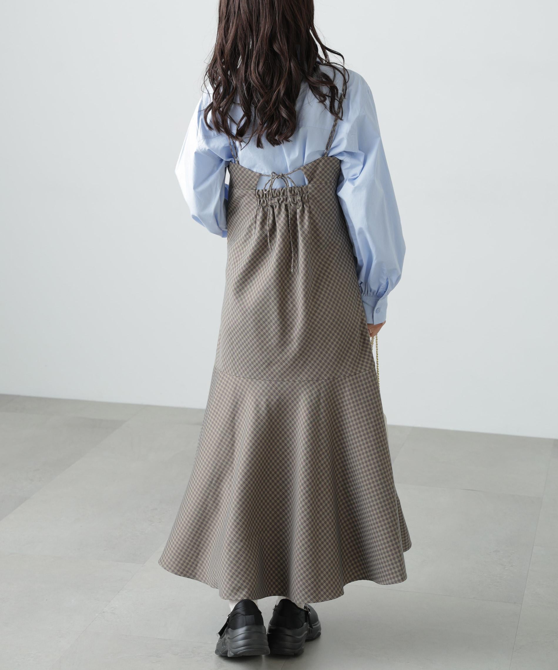 2ストラップマーメイドキャミワンピース ブラウンベース1