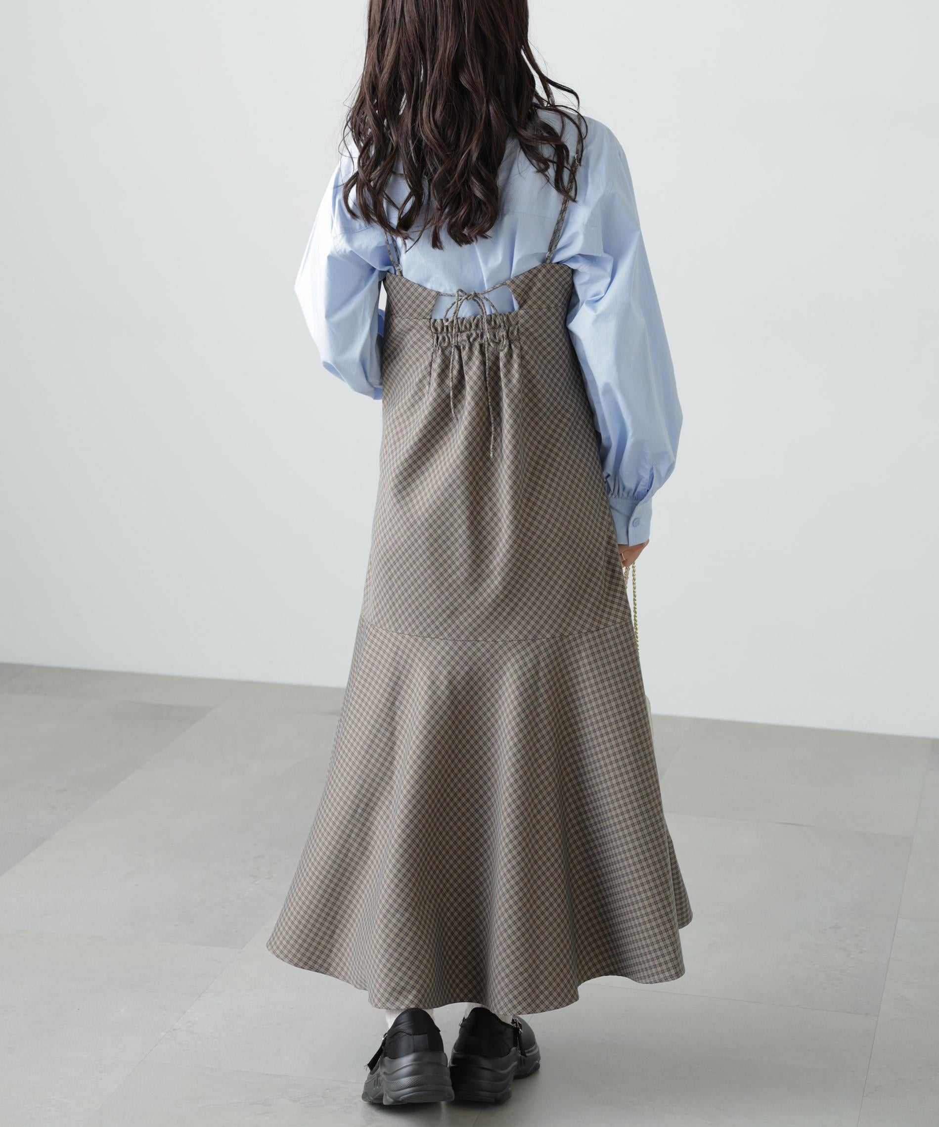 2ストラップマーメイドキャミワンピース ブラウンベース1