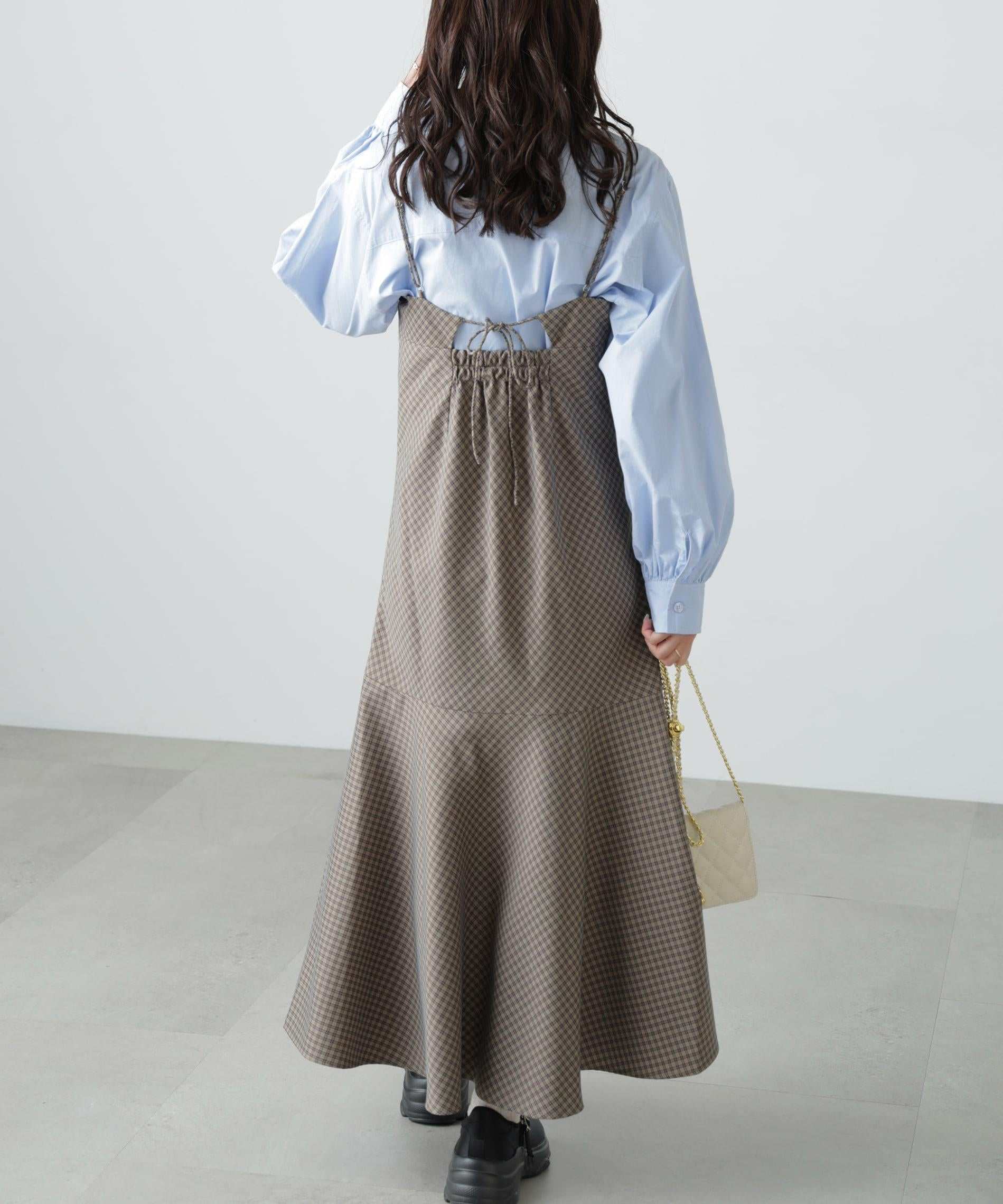 2ストラップマーメイドキャミワンピース ブラウンベース1