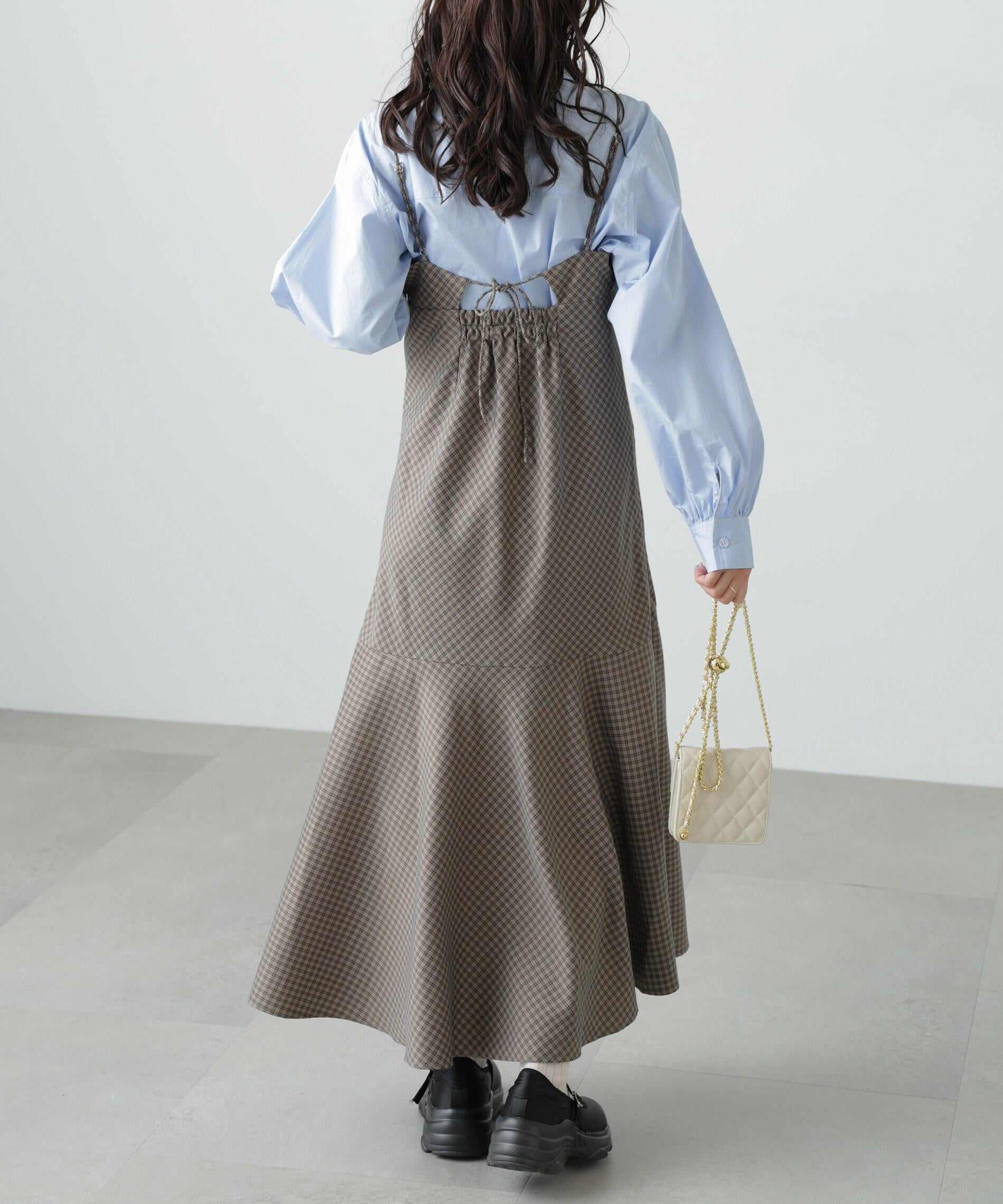 2ストラップマーメイドキャミワンピース ブラウンベース1