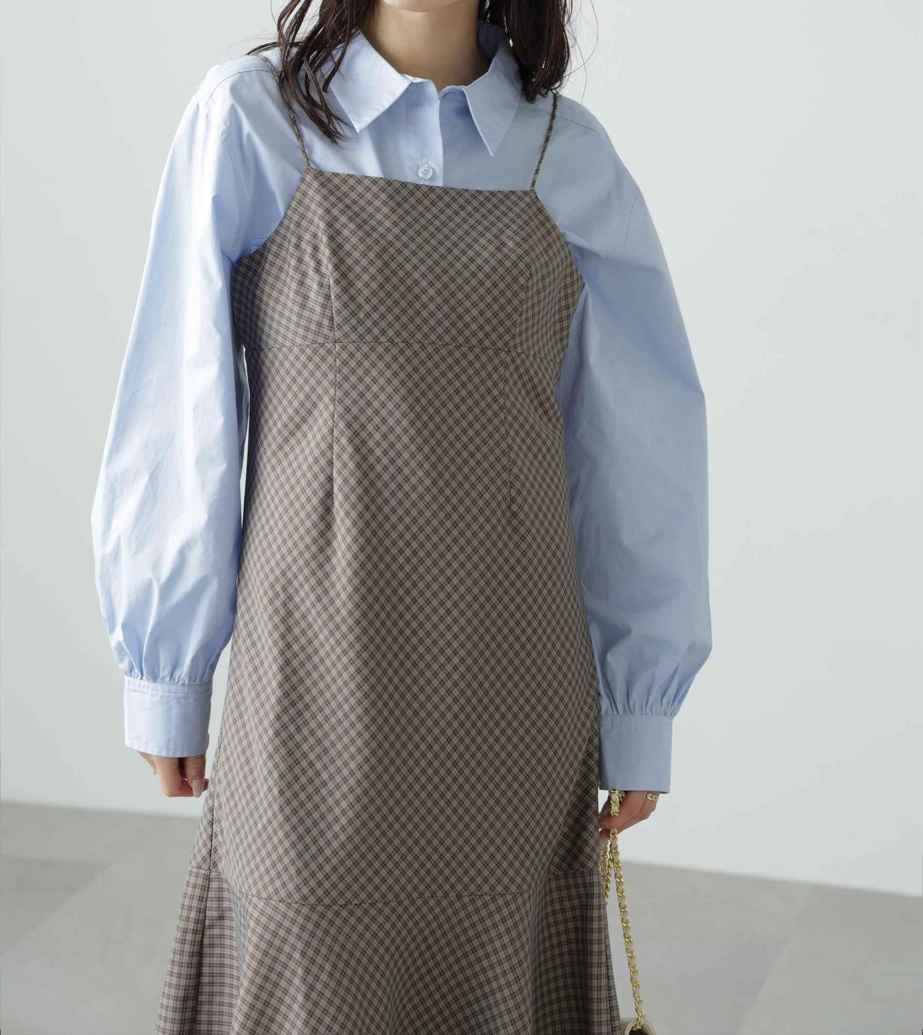 2ストラップマーメイドキャミワンピース ブラウンベース1