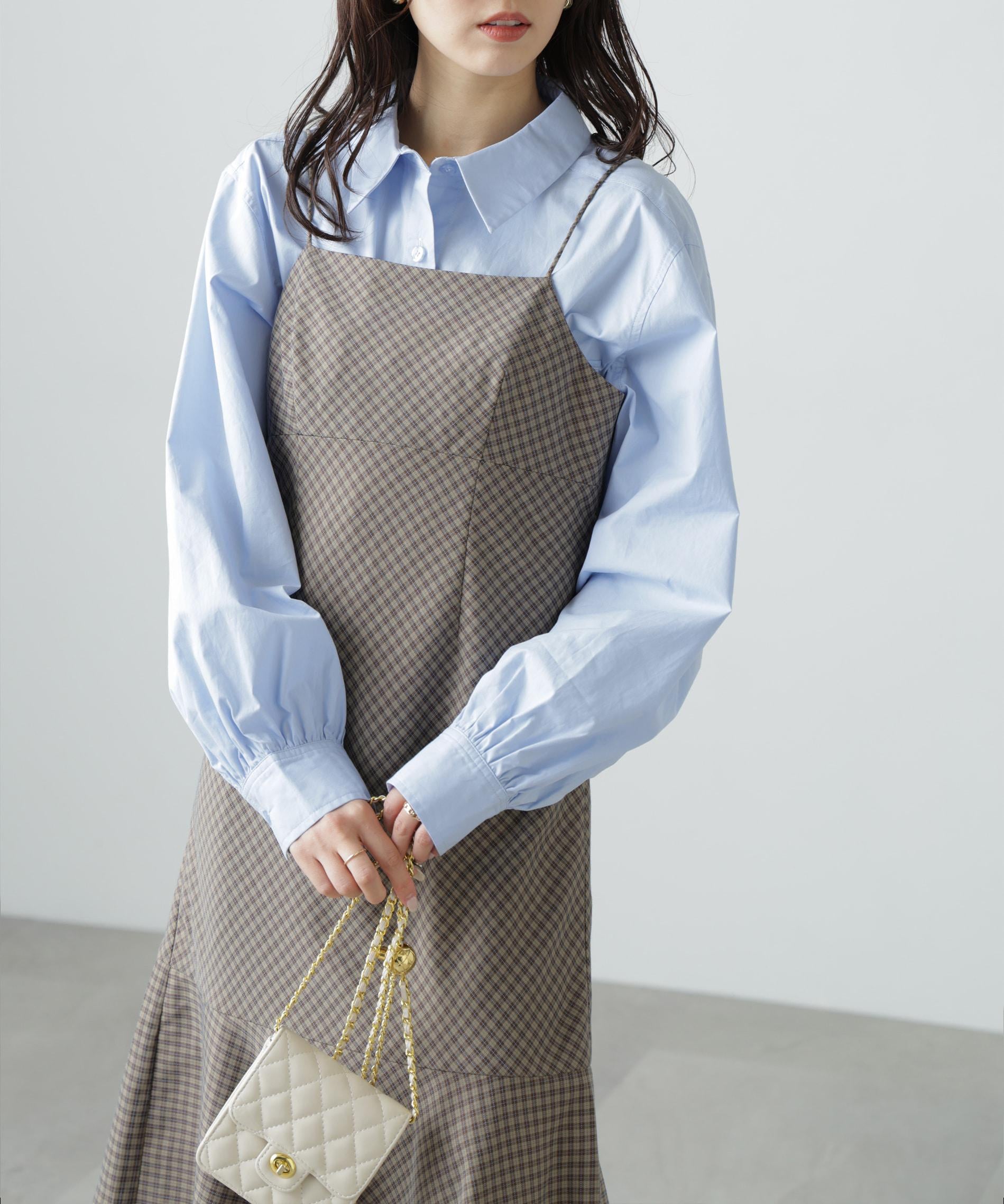 2ストラップマーメイドキャミワンピース ブラウンベース1