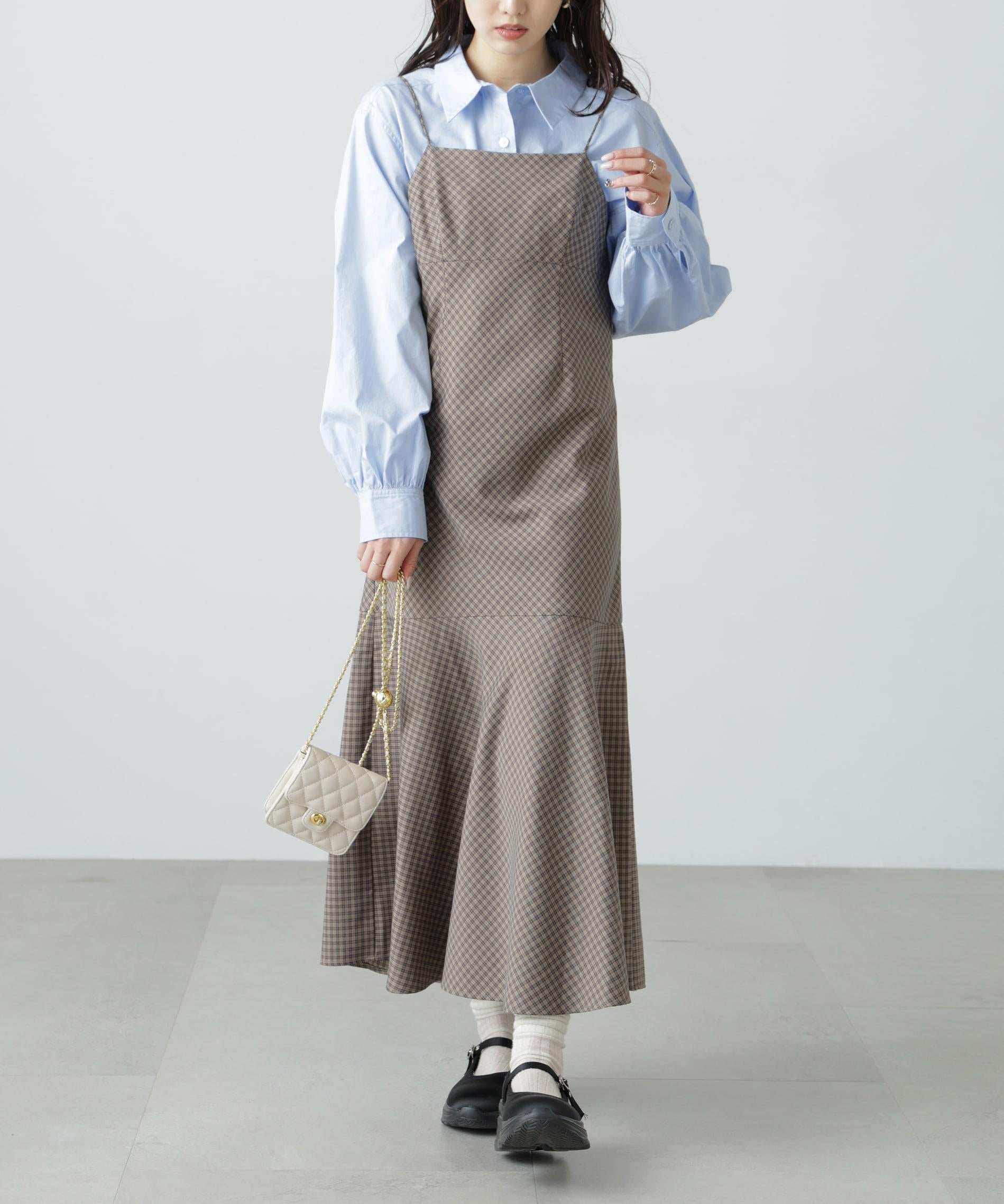 2ストラップマーメイドキャミワンピース ブラウンベース1