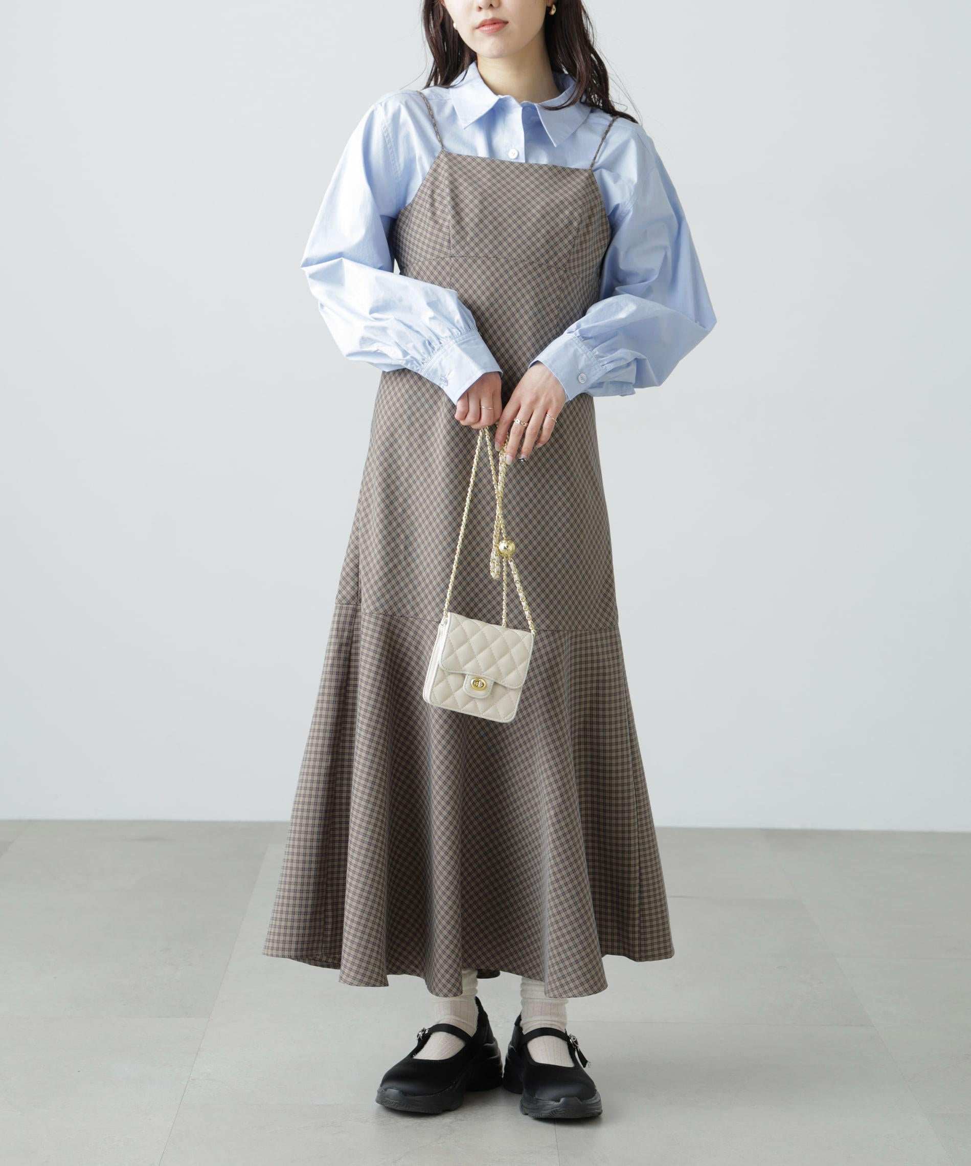 2ストラップマーメイドキャミワンピース ブラウンベース1