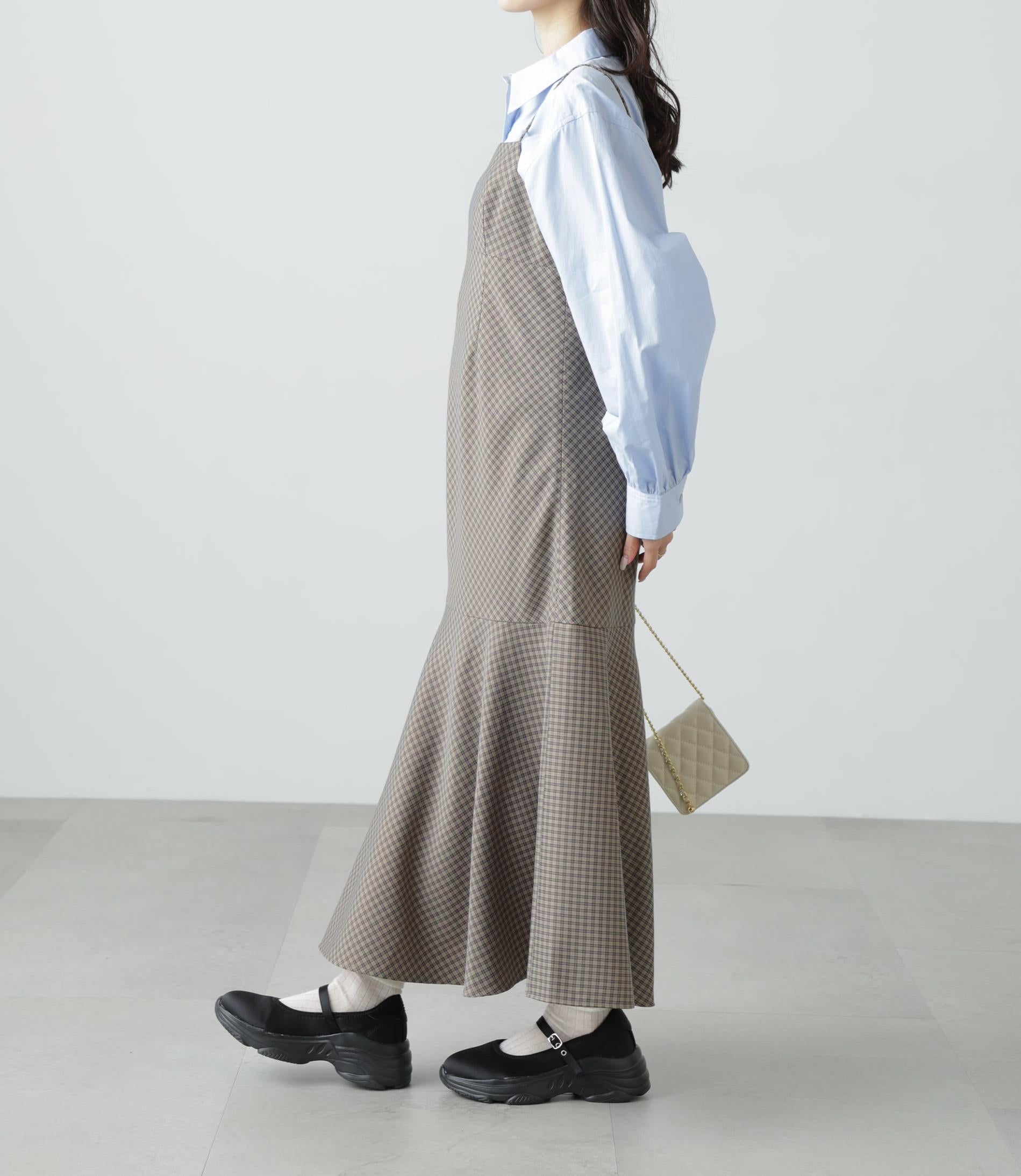 2ストラップマーメイドキャミワンピース ブラウンベース1